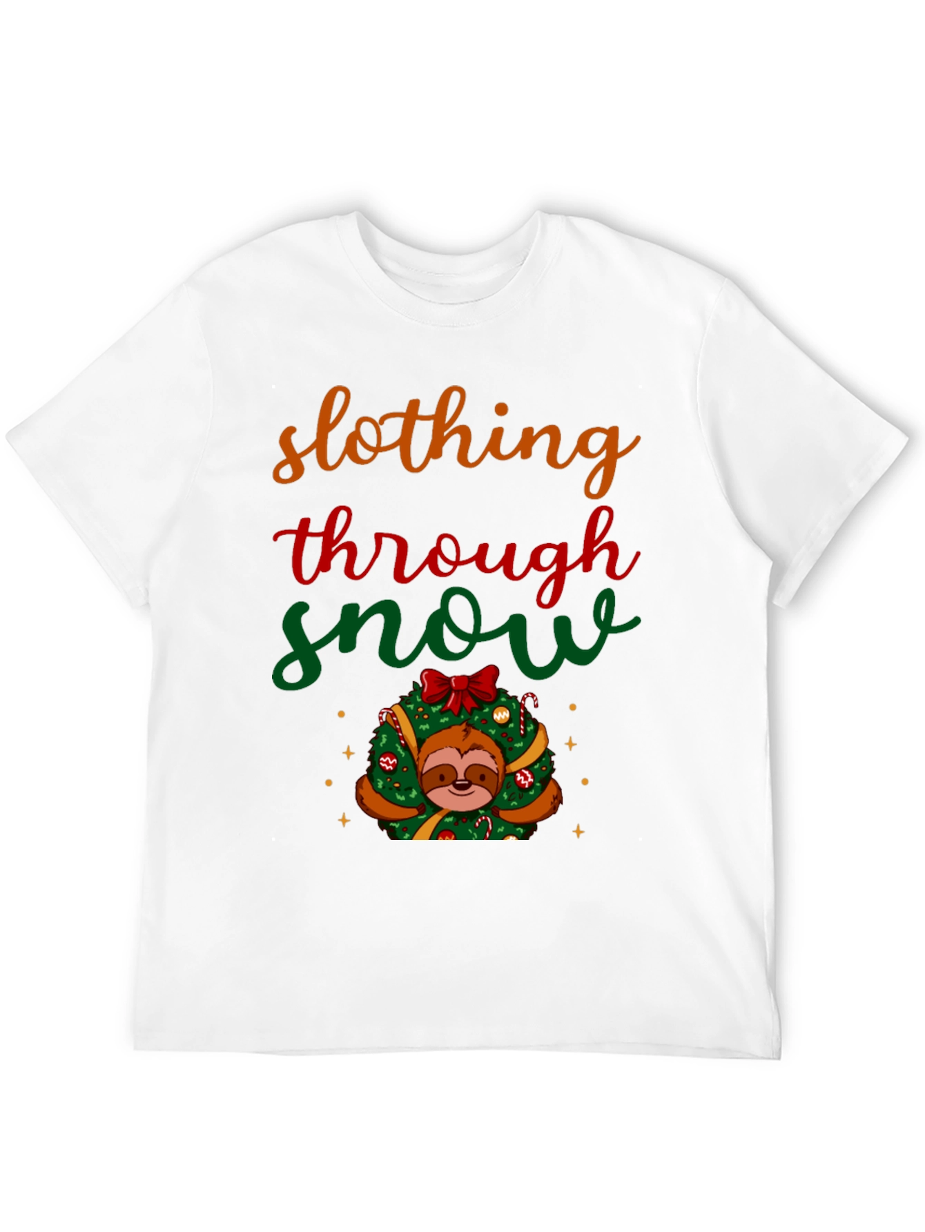 Slothing Through Snow Christmas Graphic Tee