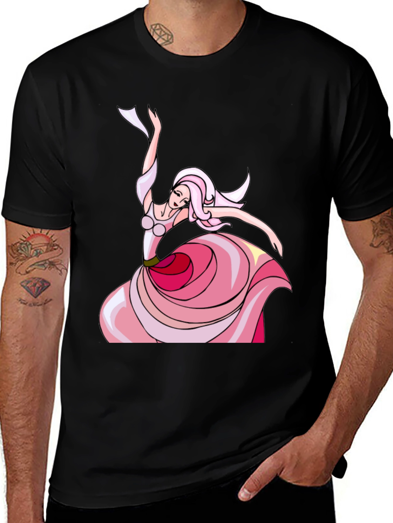 Whimsical Dancer Graphic Tee - Black