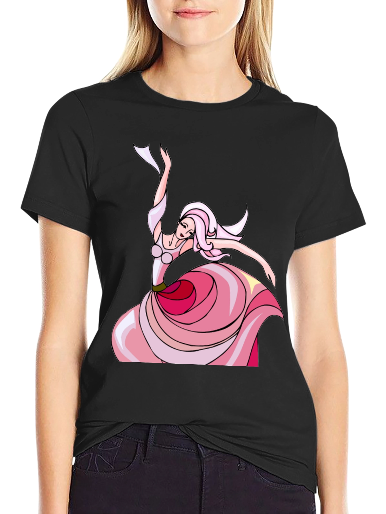 Whimsical Dancer Graphic Tee - Black