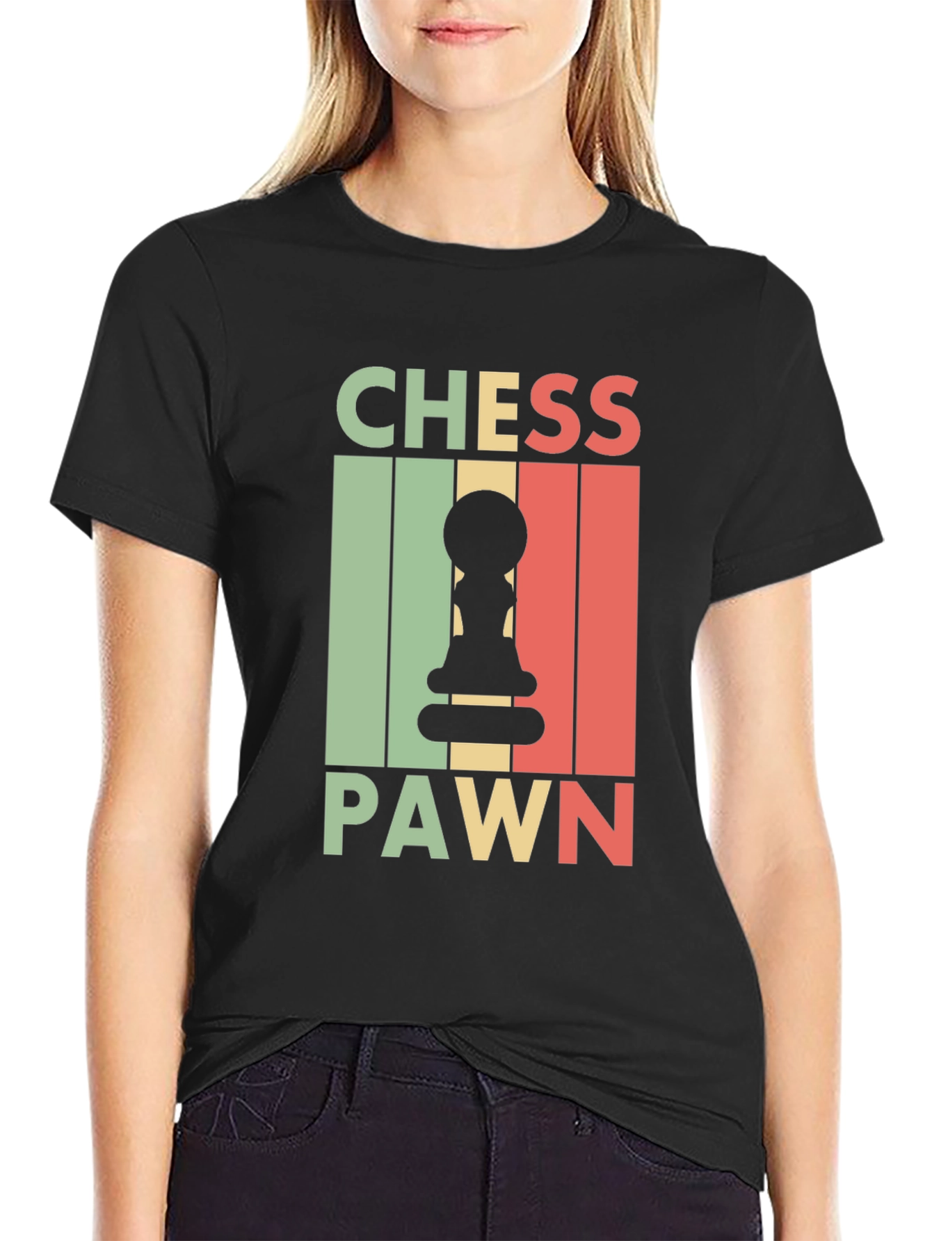 Chess Pawn Graphic Tee - Black Retro T-Shirt