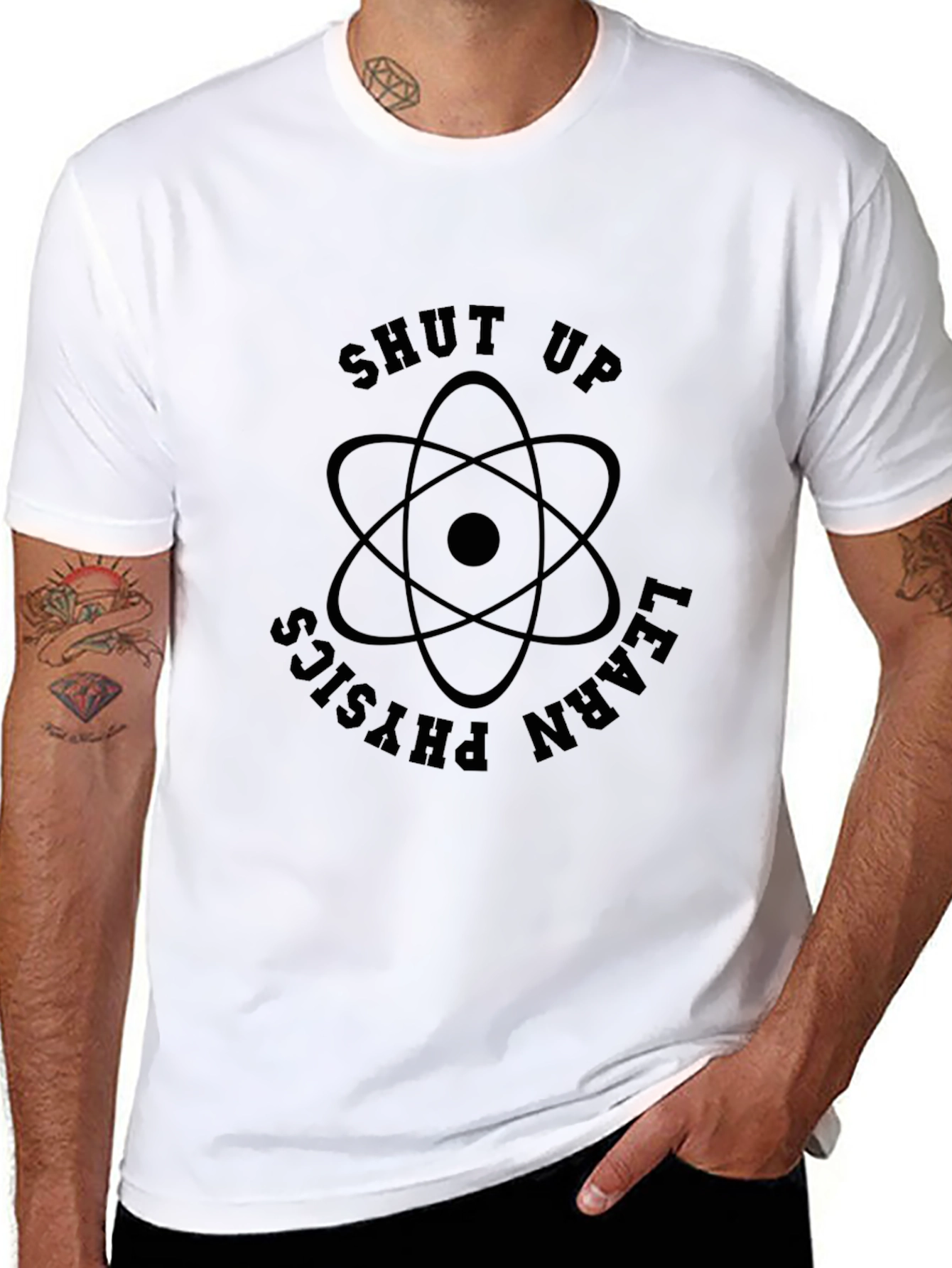 Shut Up Learn Physics T-Shirt - Black Graphic Tee