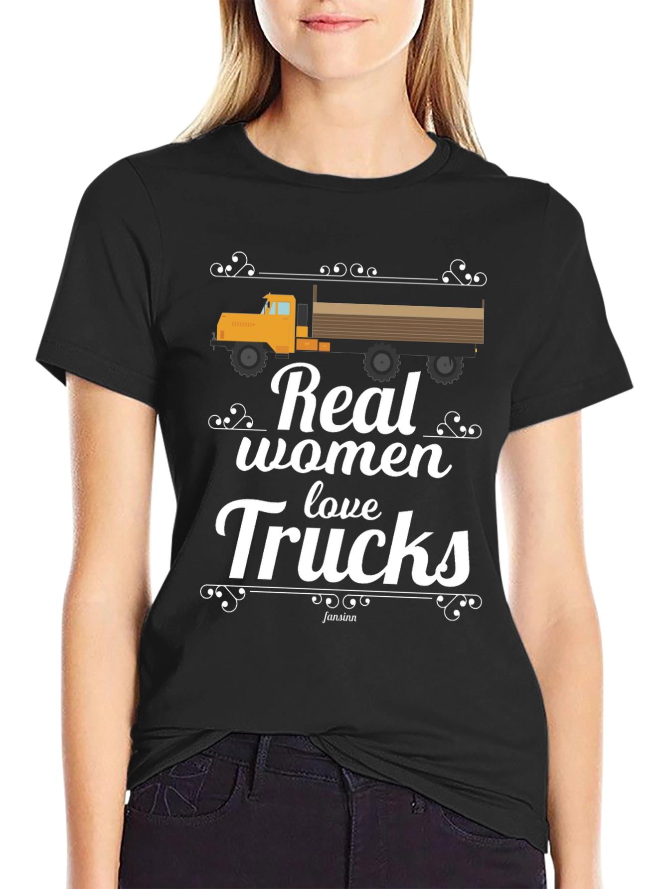 Real Women Love Trucks Black T-Shirt