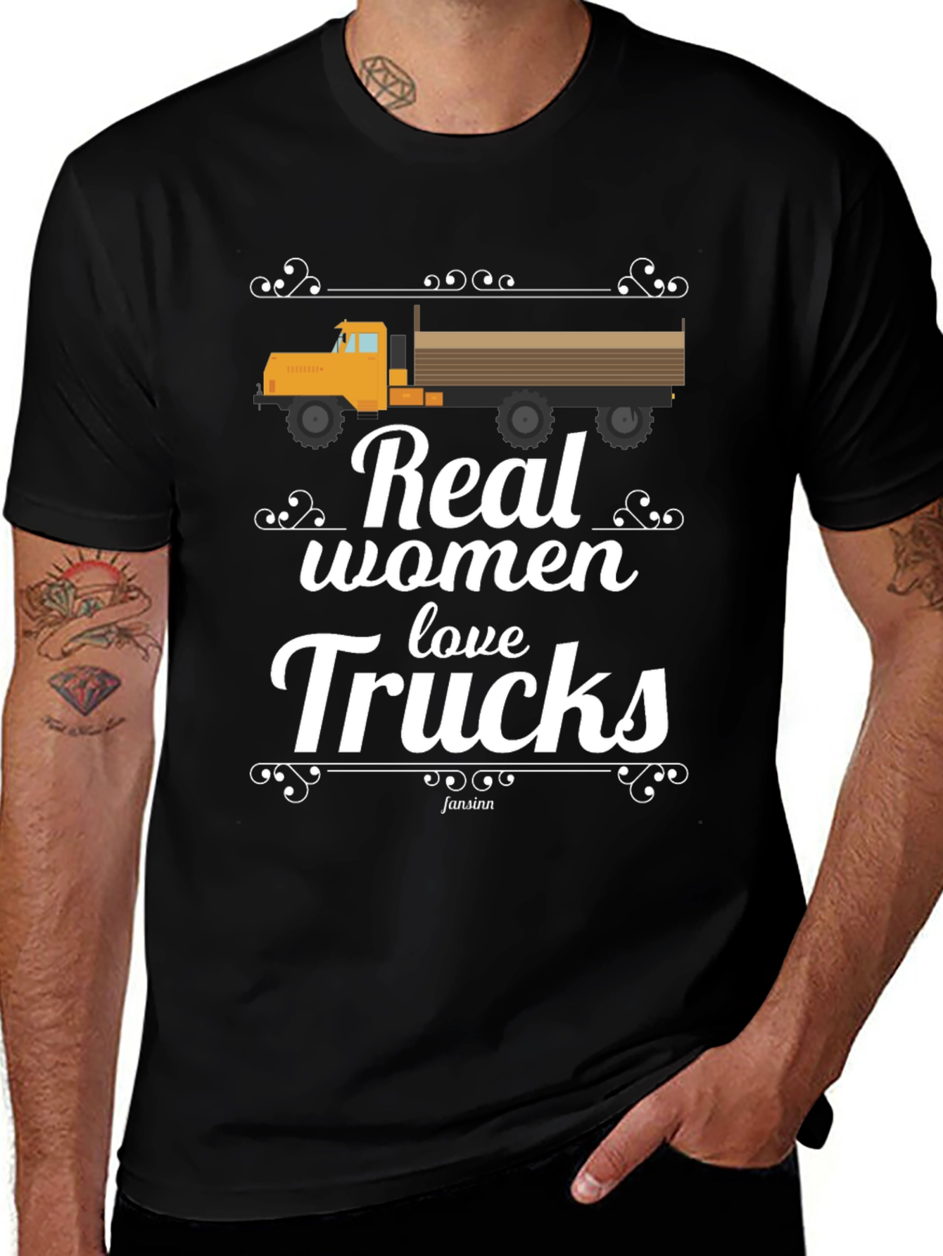 Real Women Love Trucks Black T-Shirt