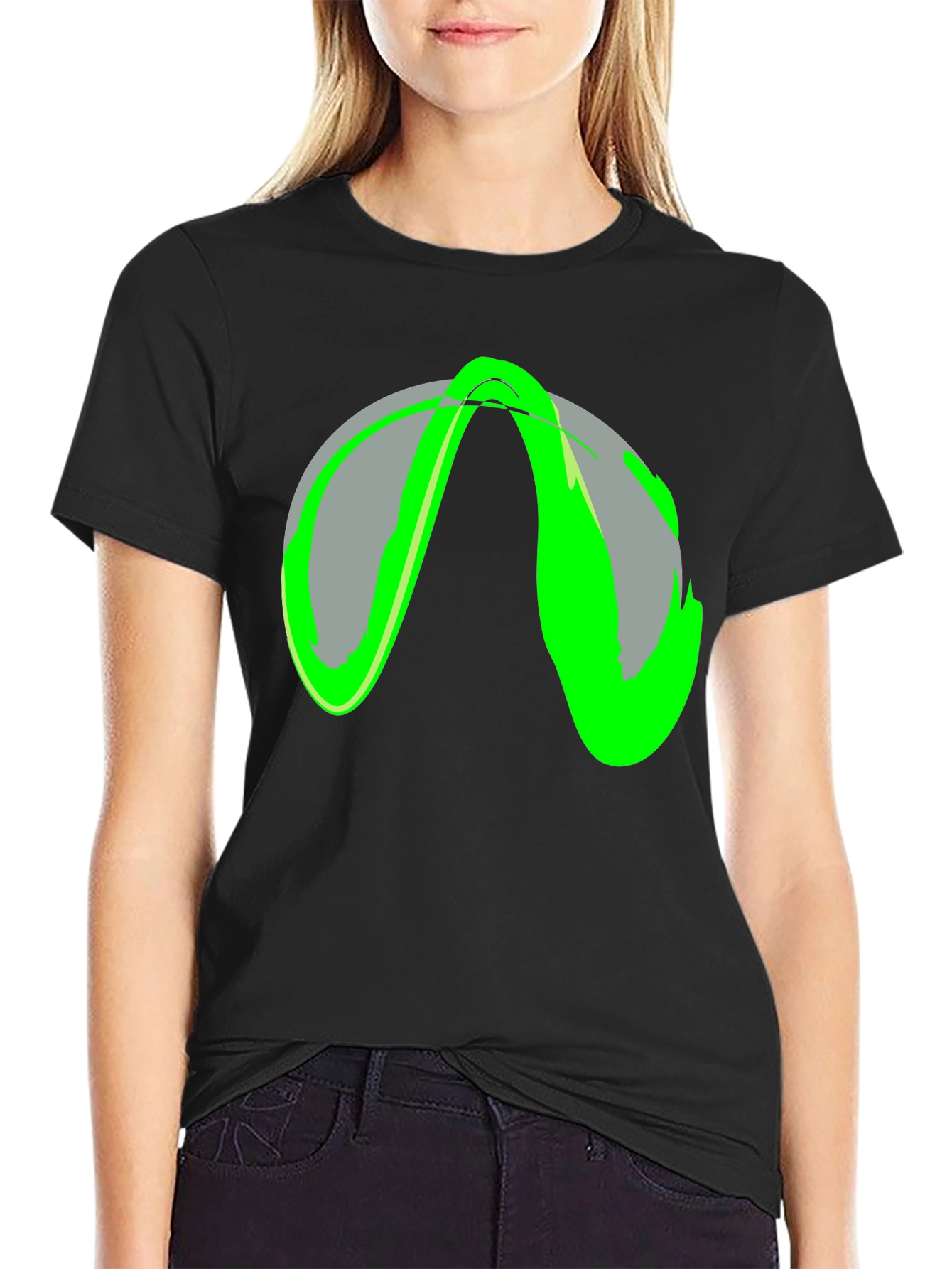 Abstract Graphic Print Black Casual T-Shirt