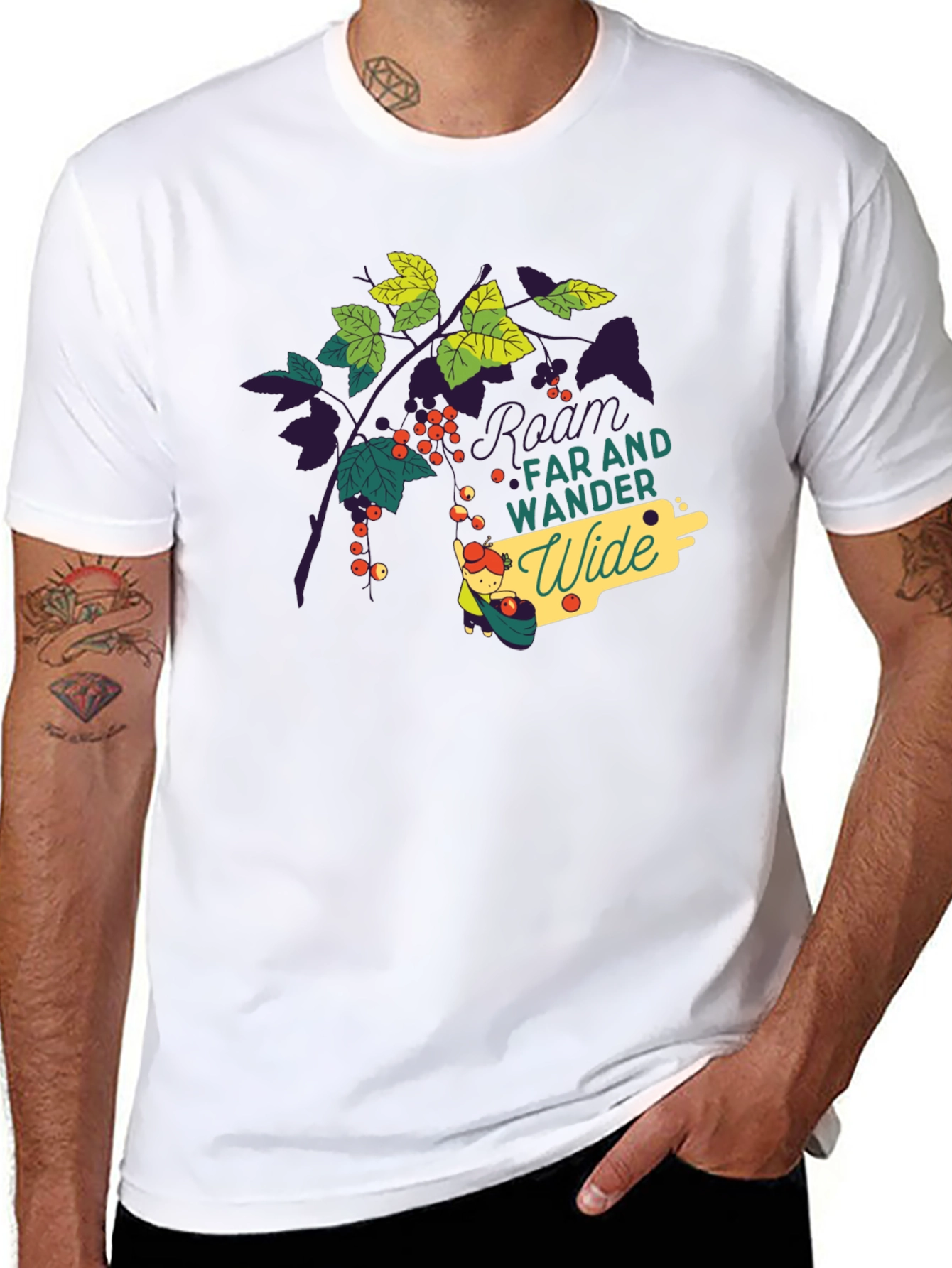 Nature-Inspired Black Graphic Tee