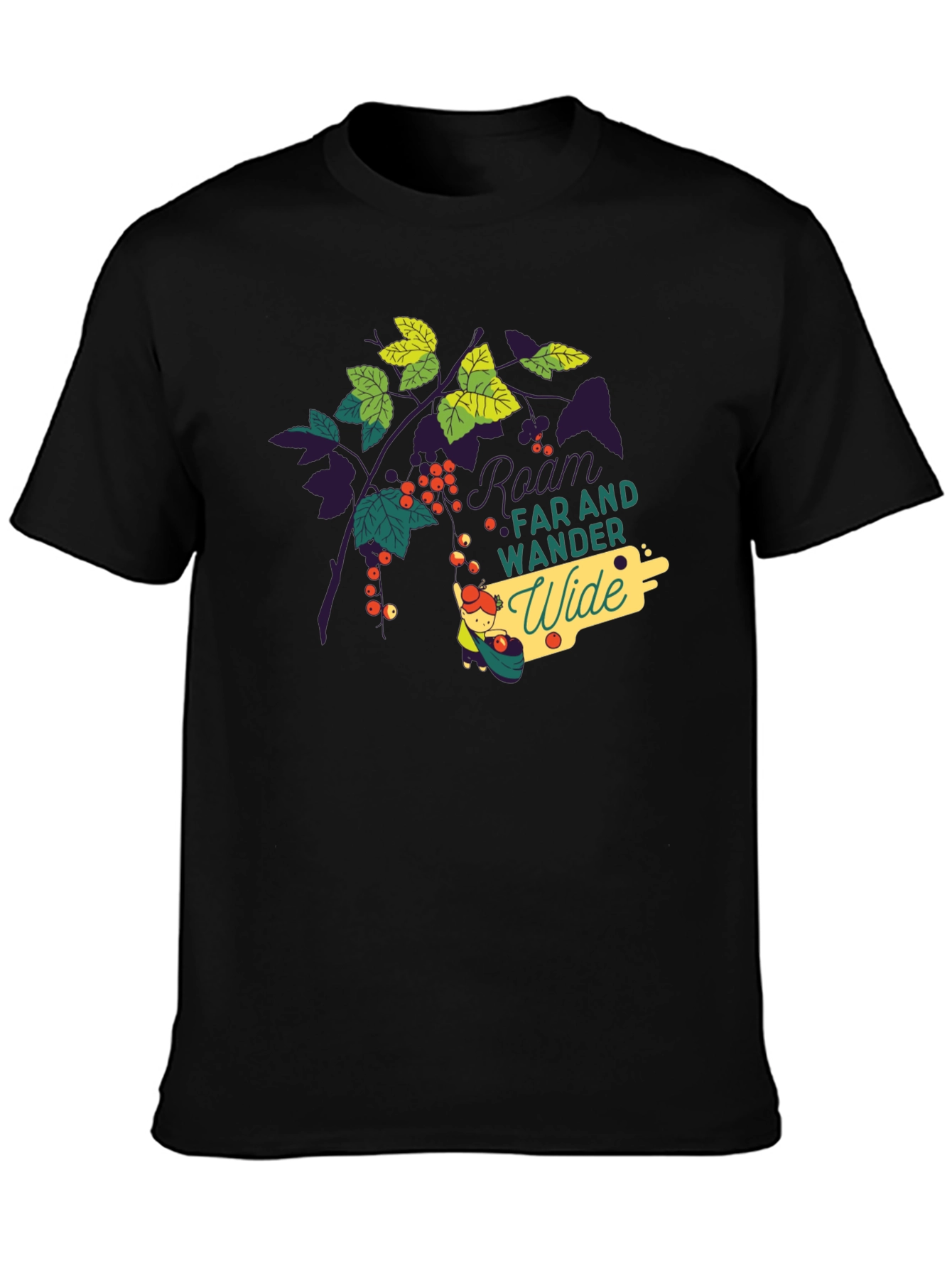 Nature-Inspired Black Graphic Tee