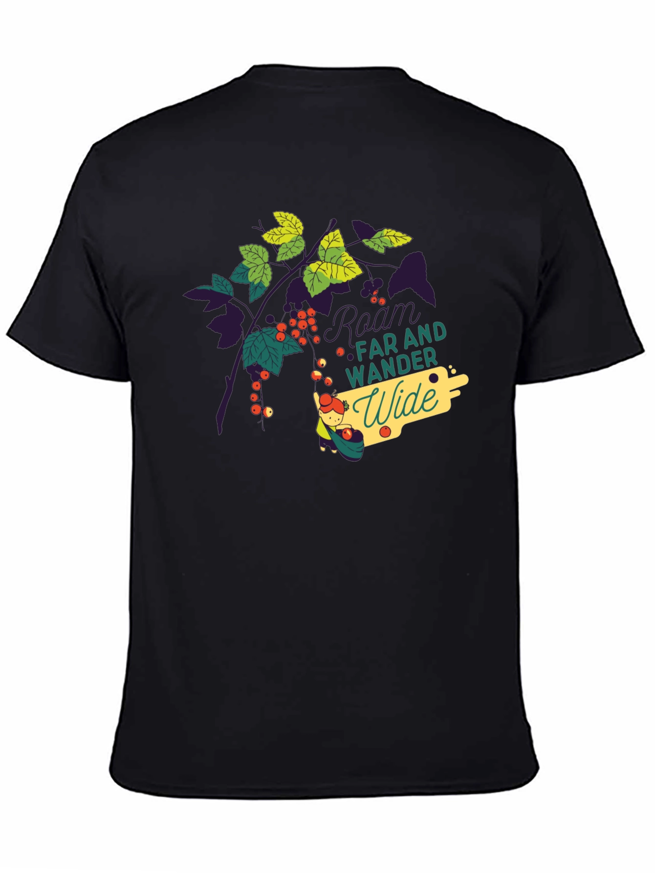 Nature-Inspired Black Graphic Tee