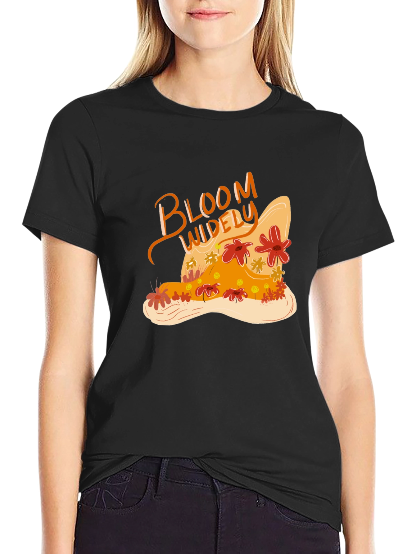 Bloom Widely Graphic Black T-Shirt