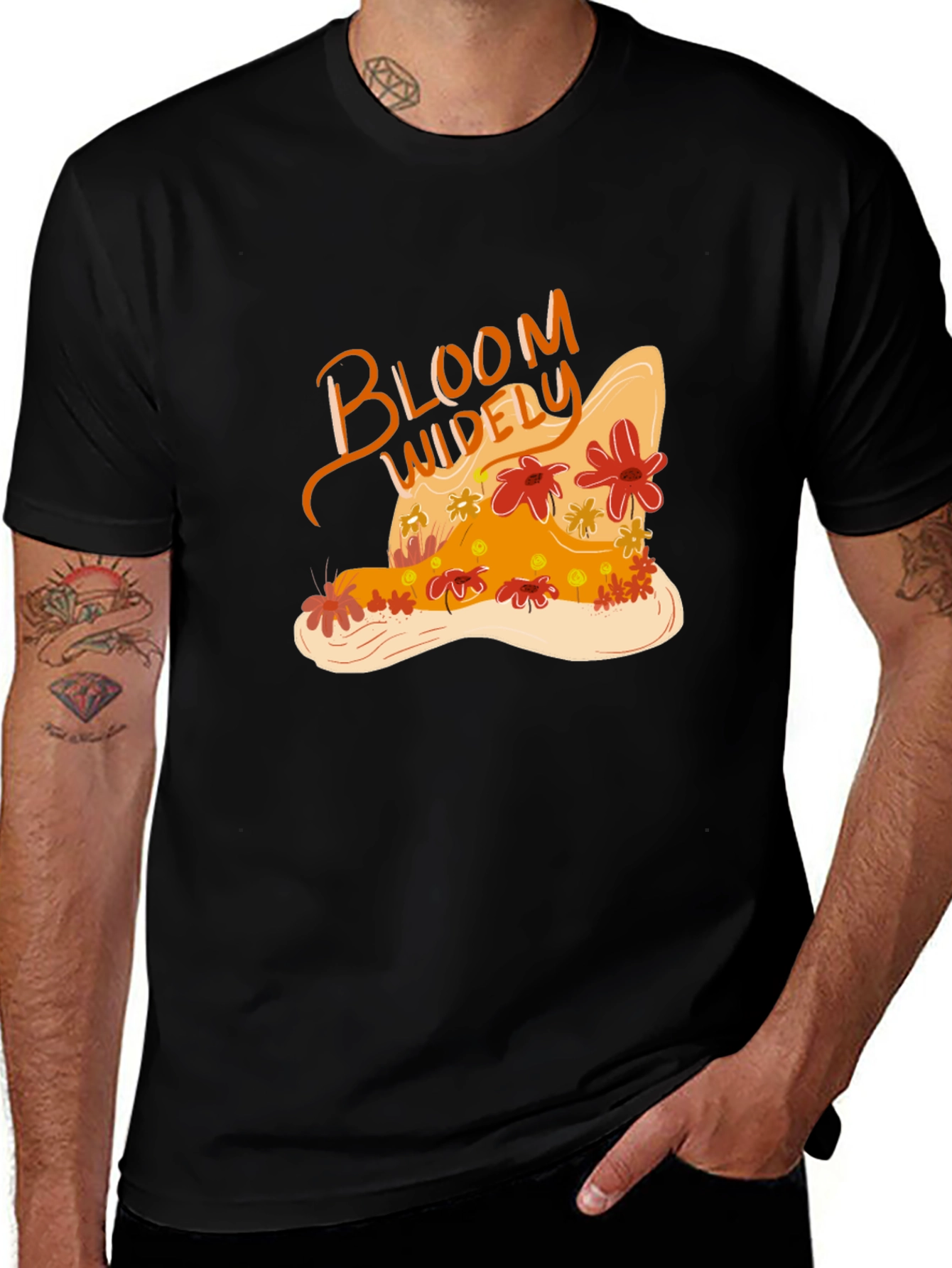 Bloom Widely Graphic Black T-Shirt