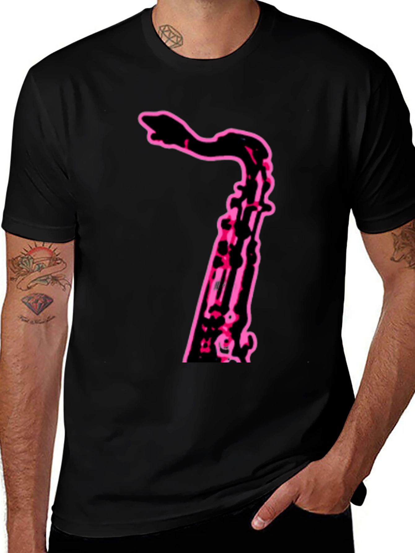 Neon Saxophone Graphic Tee - Cool Music Shirt