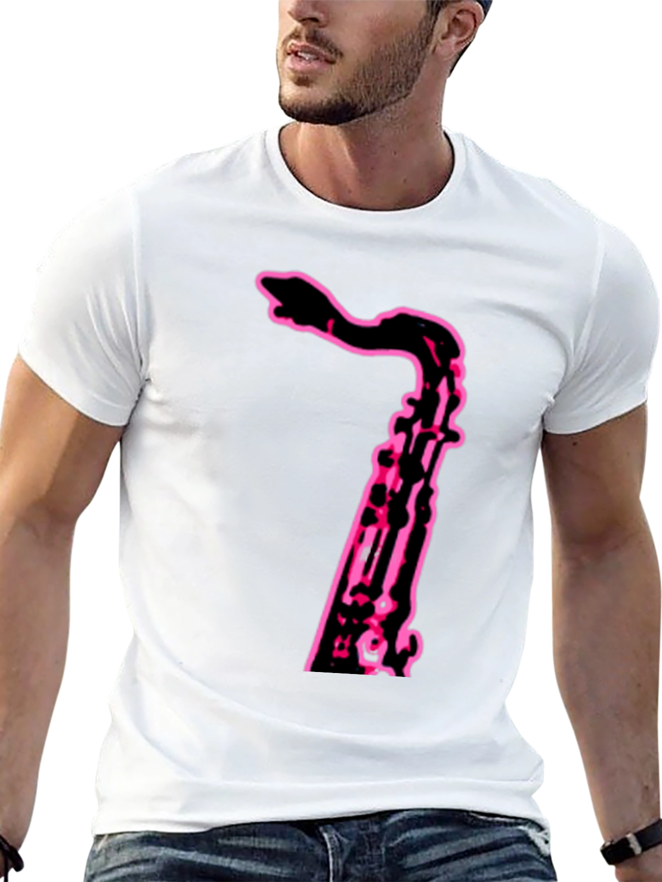 Neon Saxophone Graphic Tee - Cool Music Shirt