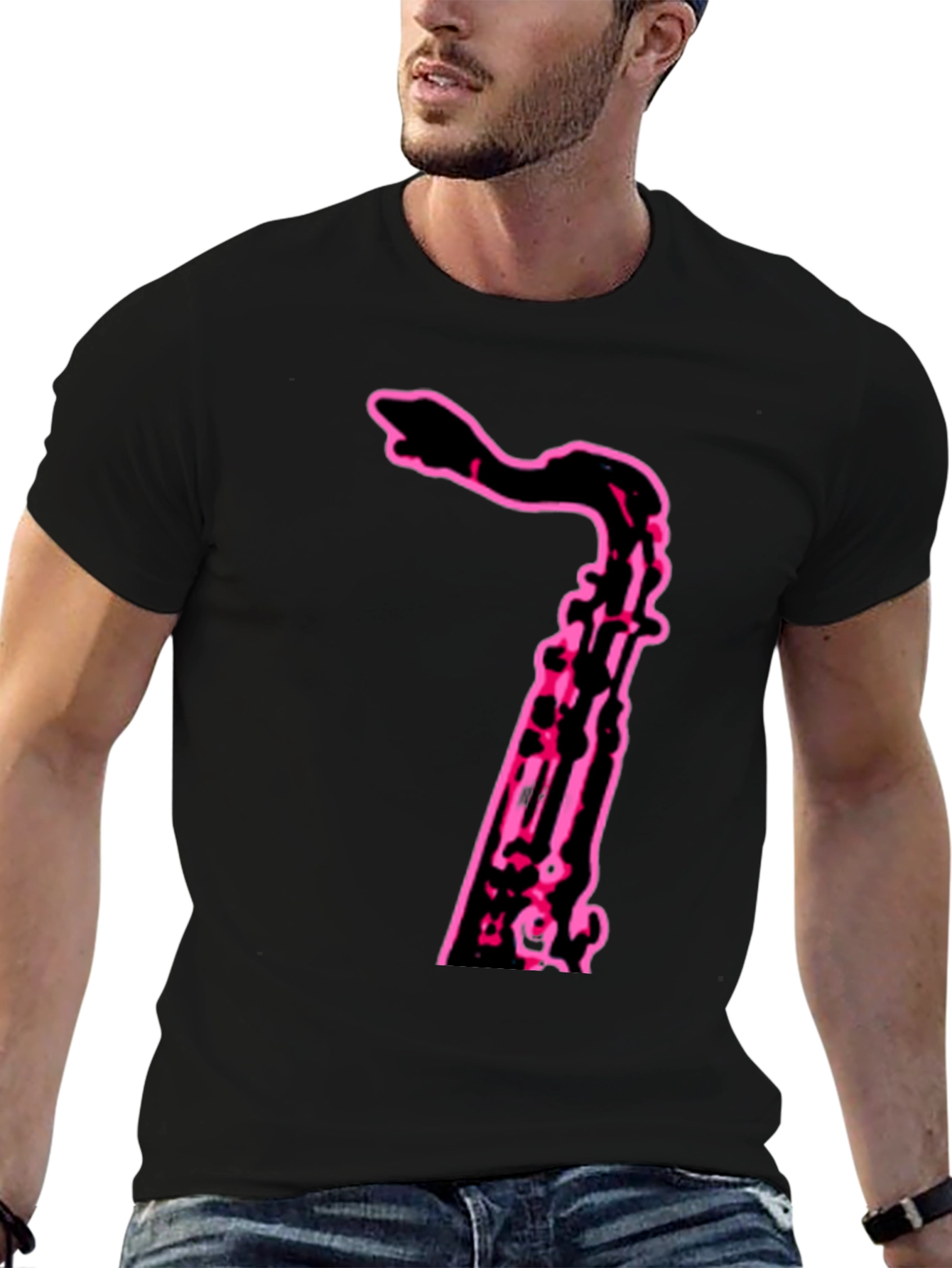 Neon Saxophone Graphic Tee - Cool Music Shirt