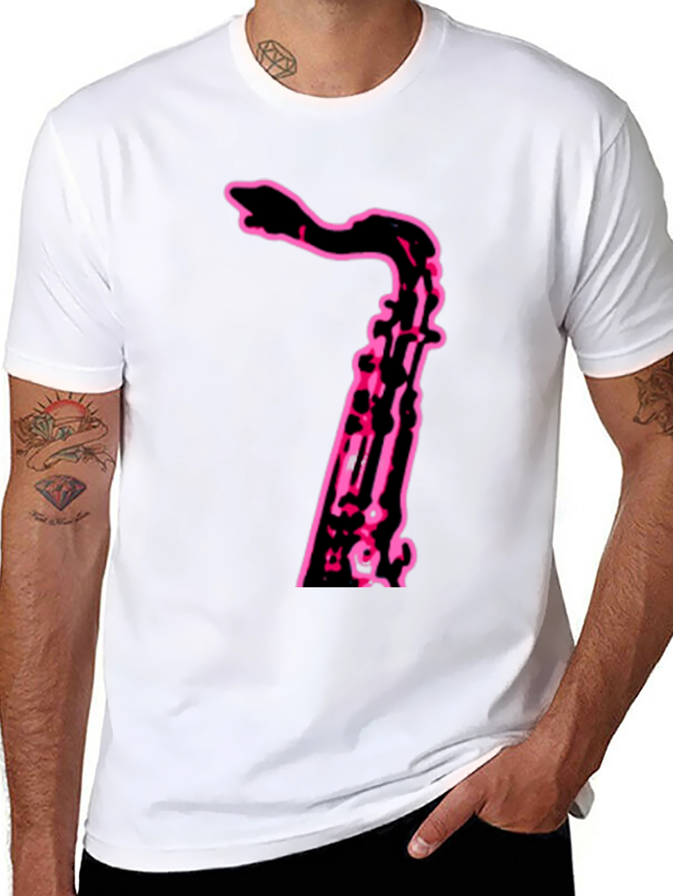 Neon Saxophone Graphic Tee - Cool Music Shirt