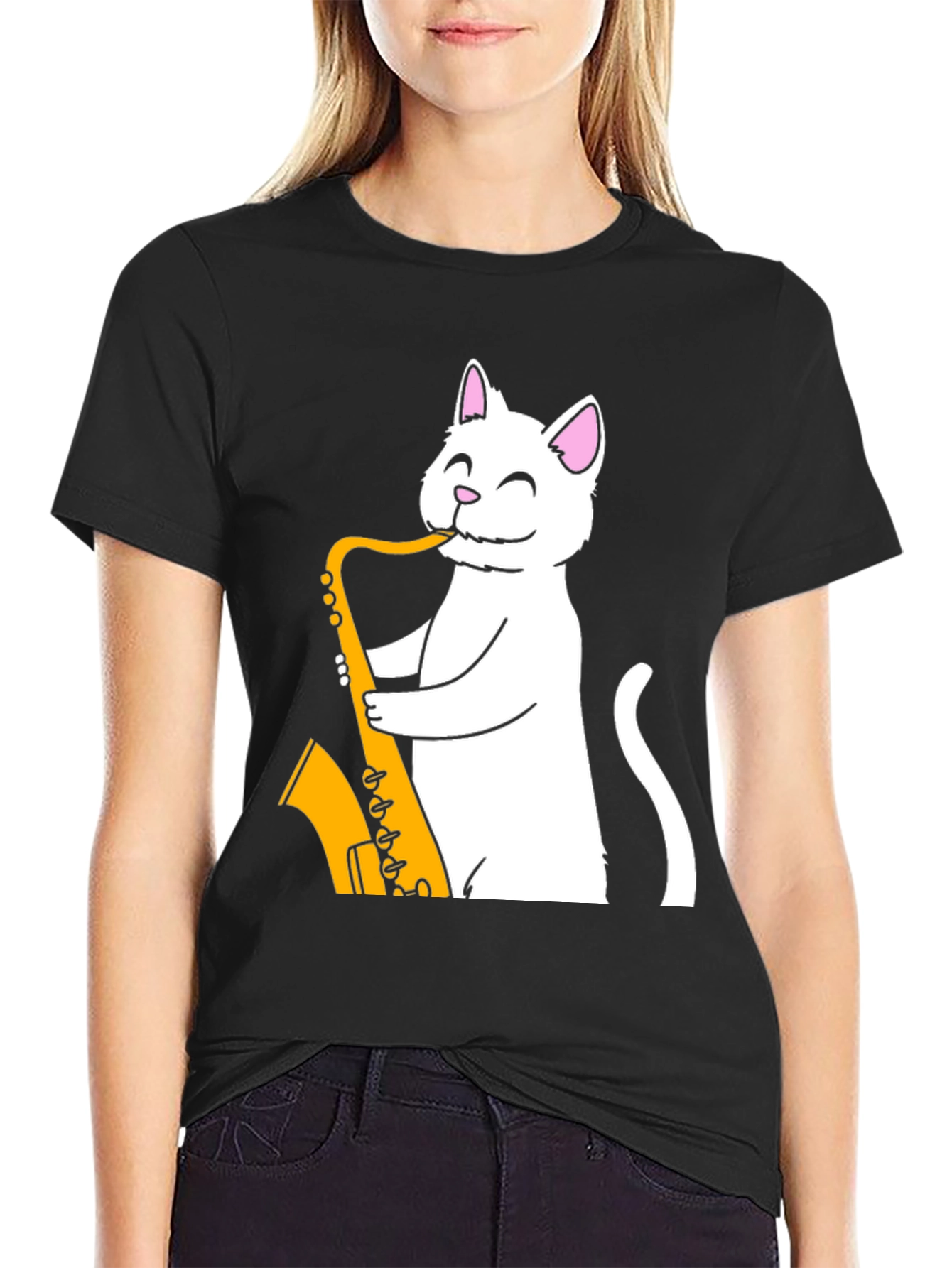 Cat Saxophone Player T-Shirt - Funny Musician Tee