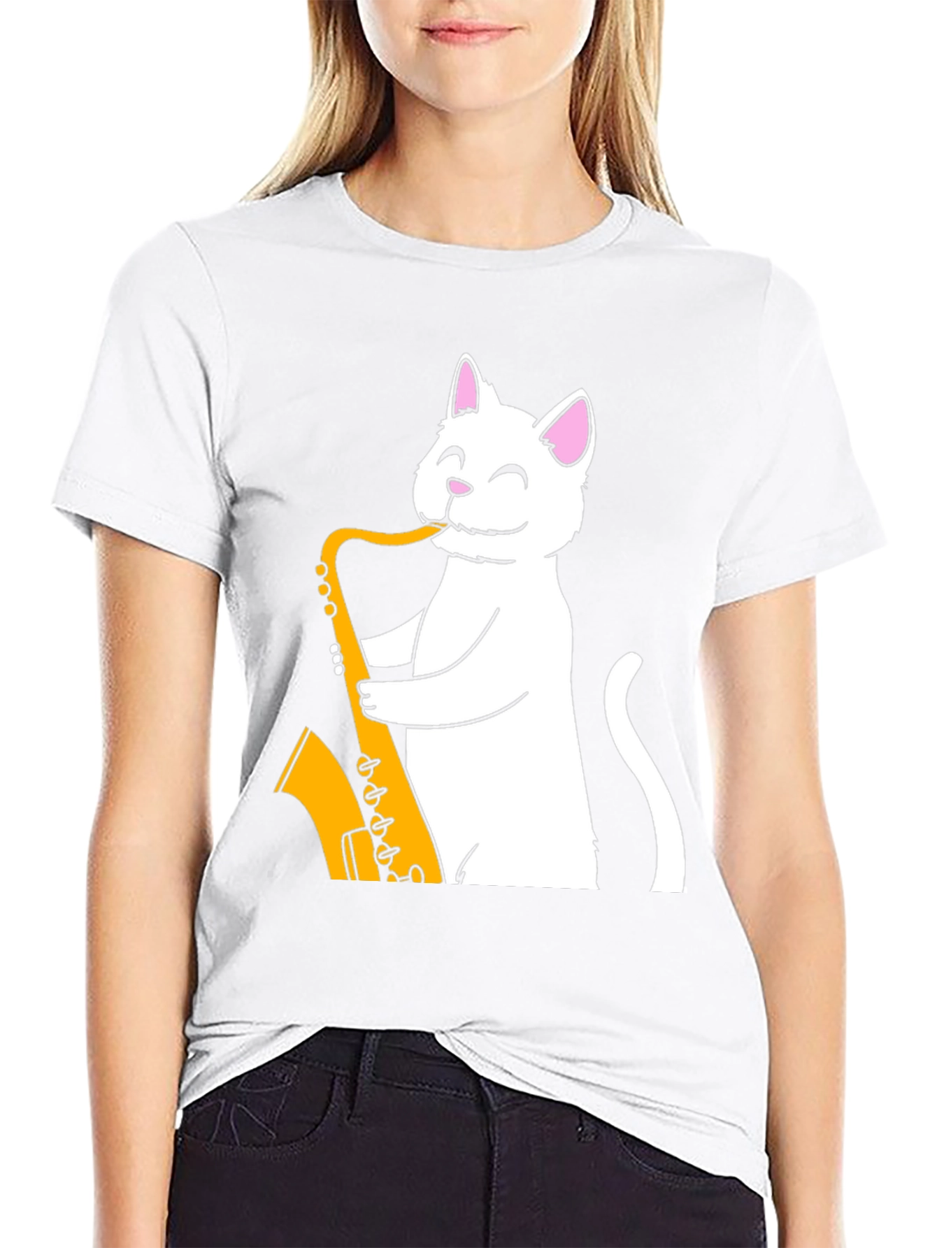 Cat Saxophone Player T-Shirt - Funny Musician Tee