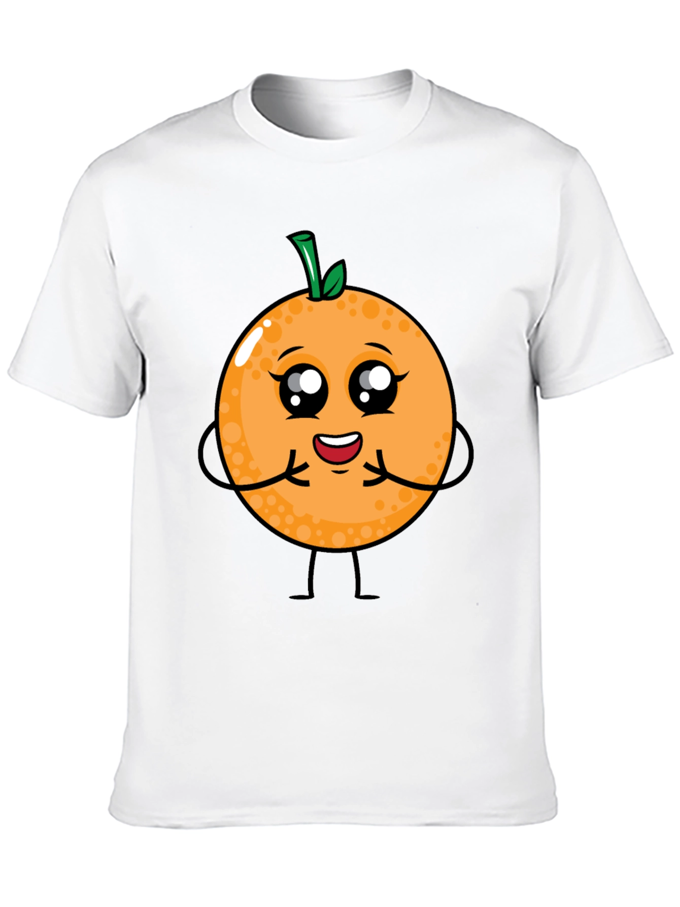 Cute Cartoon Orange Fruit Graphic T-Shirt