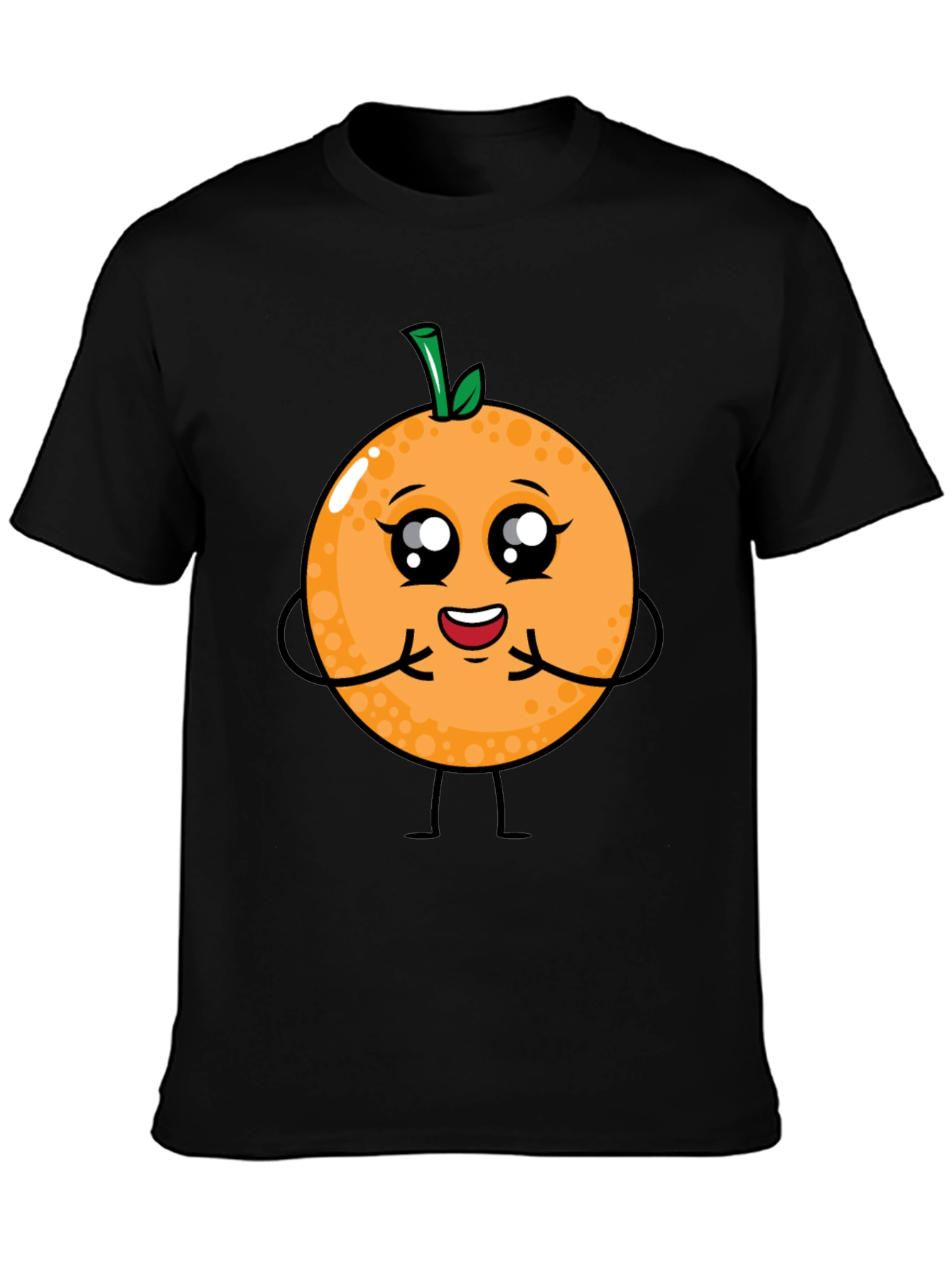 Cute Cartoon Orange Fruit Graphic T-Shirt