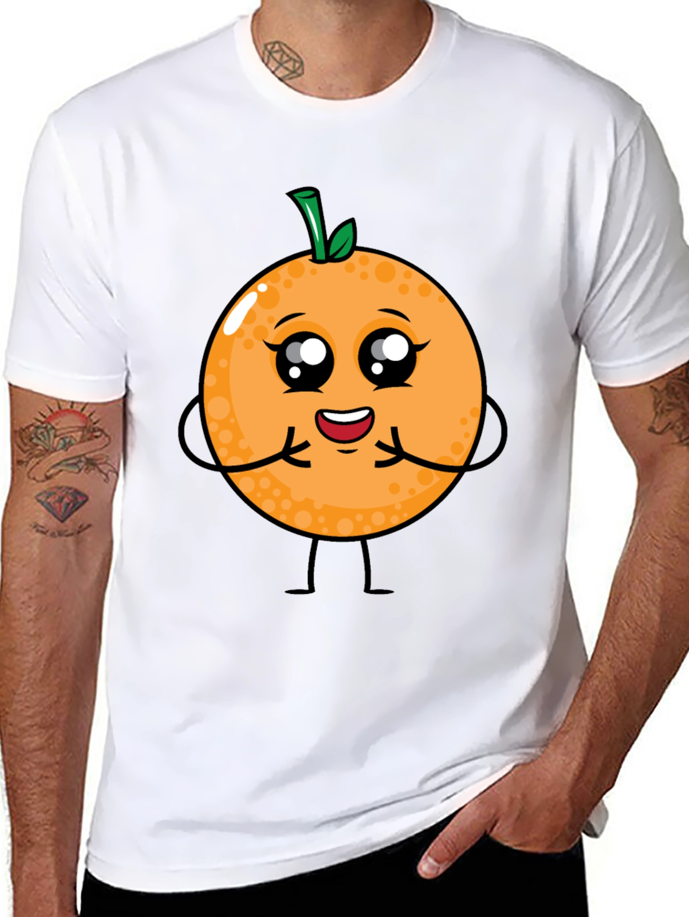 Cute Cartoon Orange Fruit Graphic T-Shirt