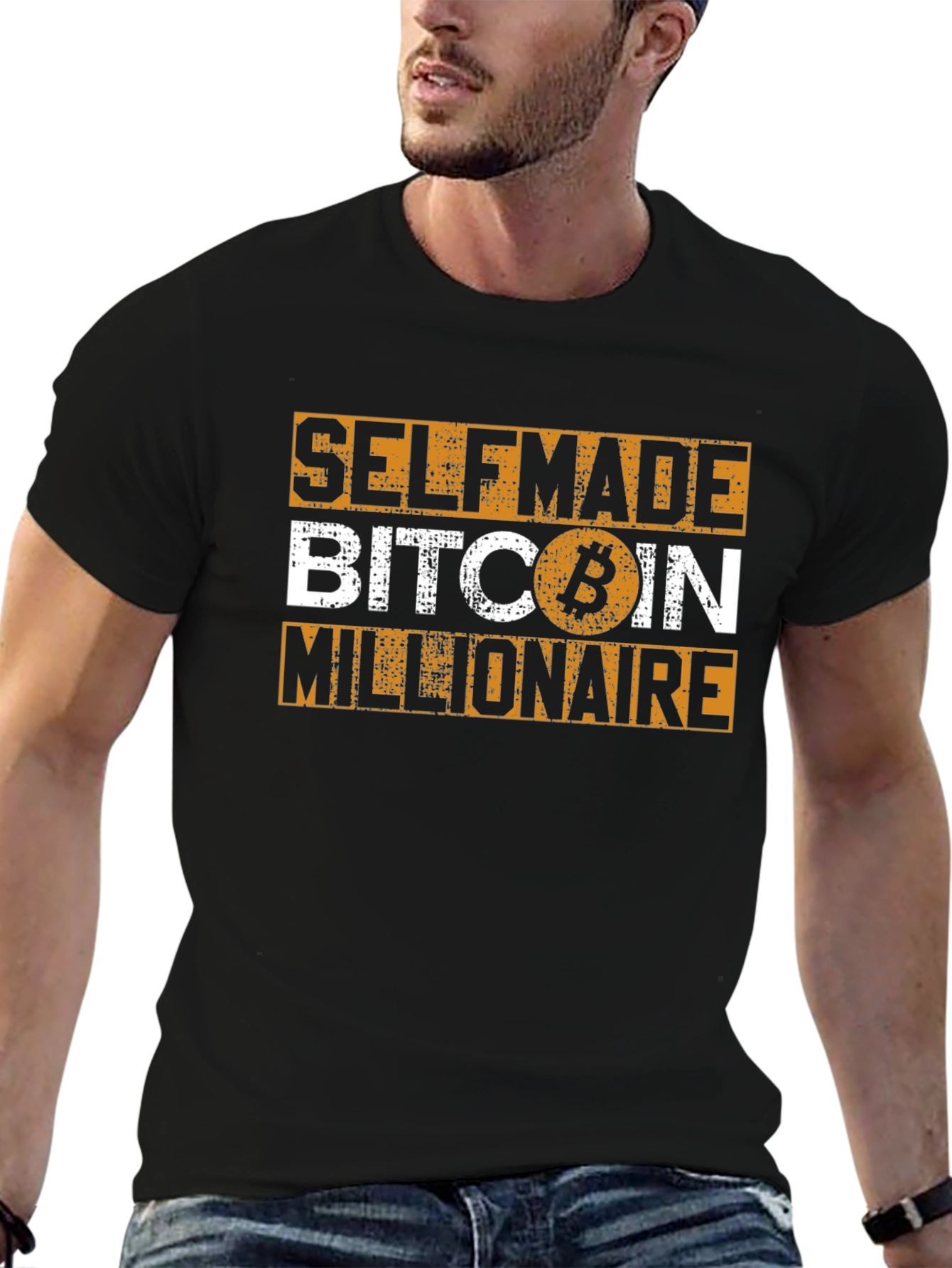 Self Made Bitcoin Millionaire Black Graphic Tee