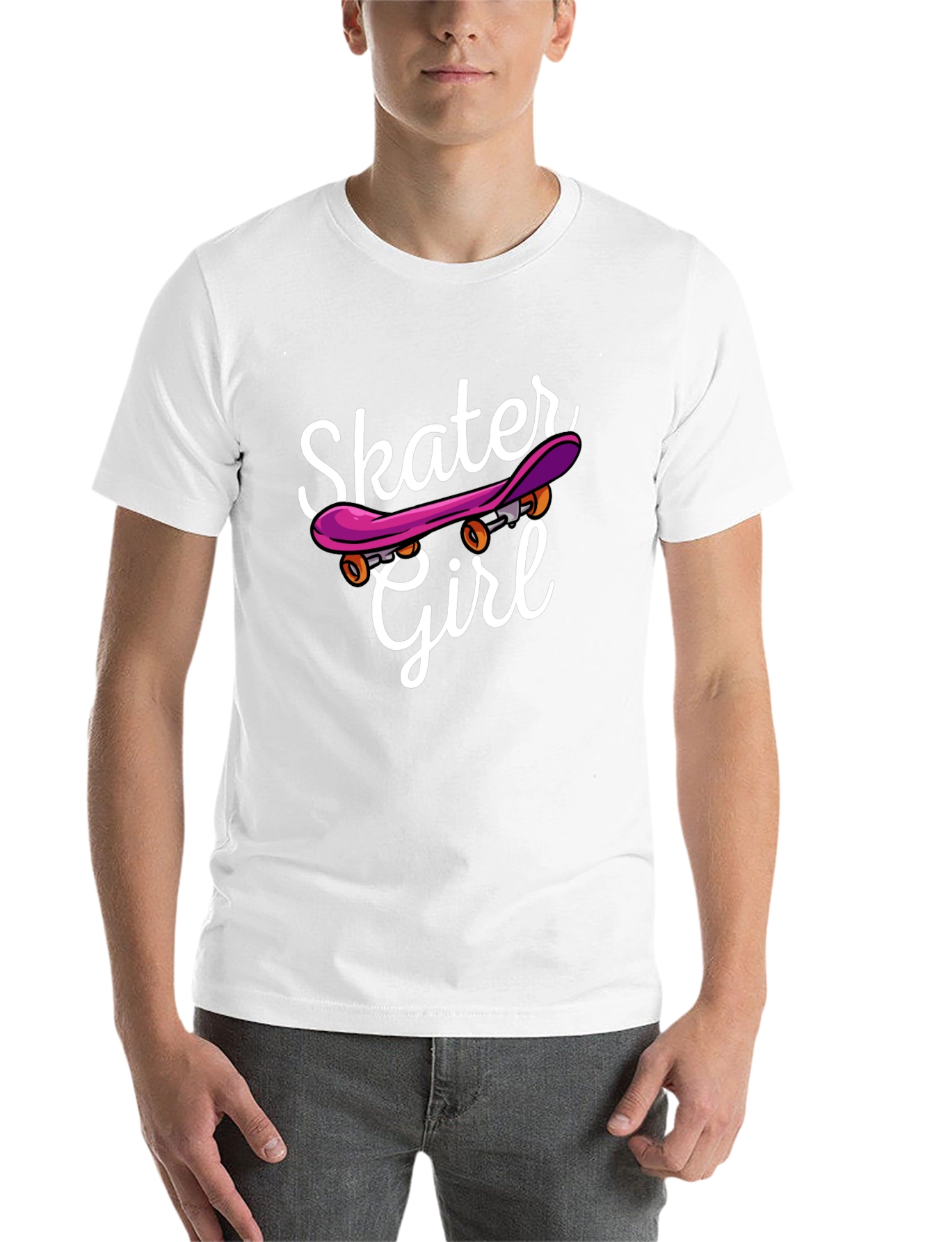 Skater Girl Graphic Tee - Black Cotton Casual T-Shirt