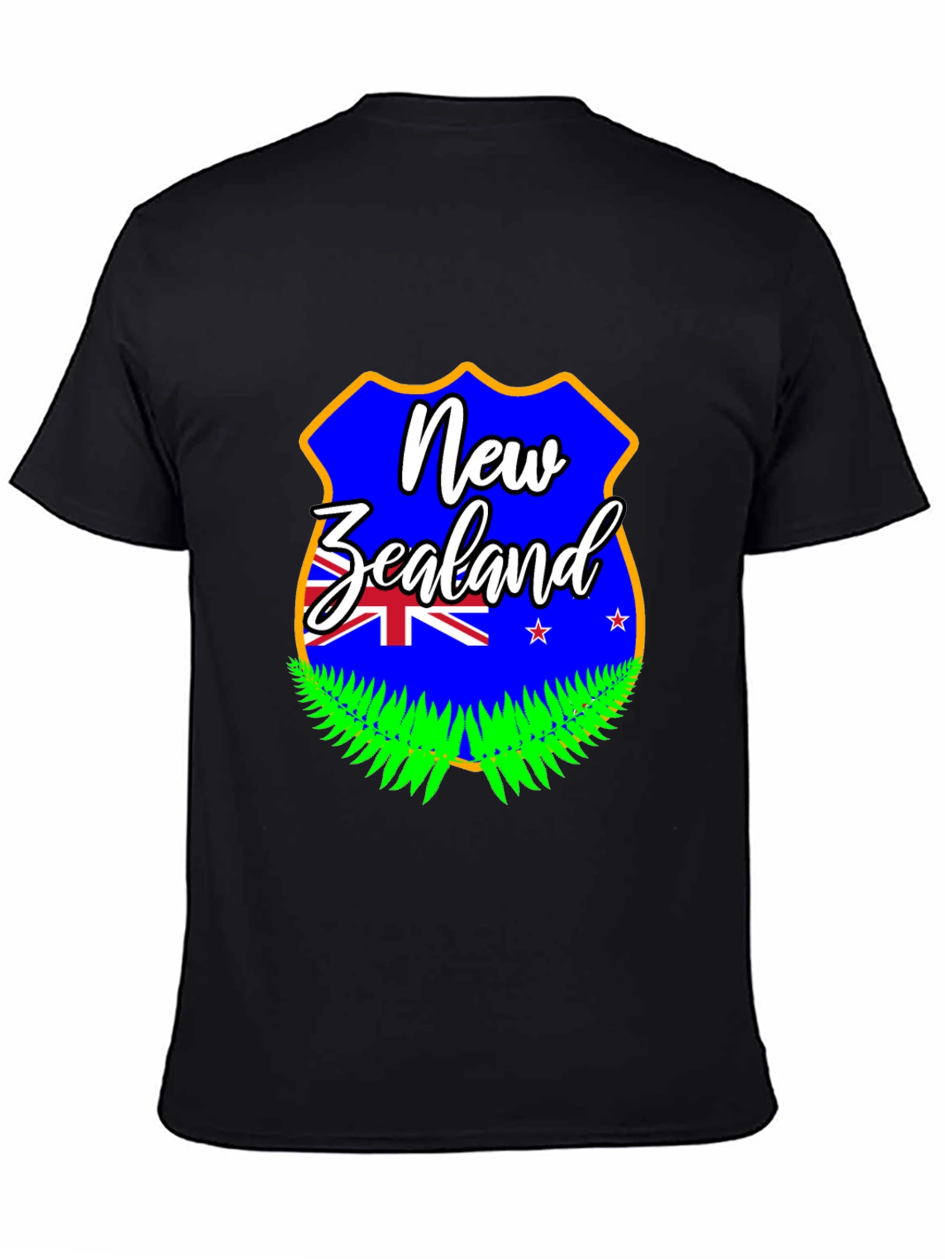 New Zealand Flag Graphic Print Black T-Shirt