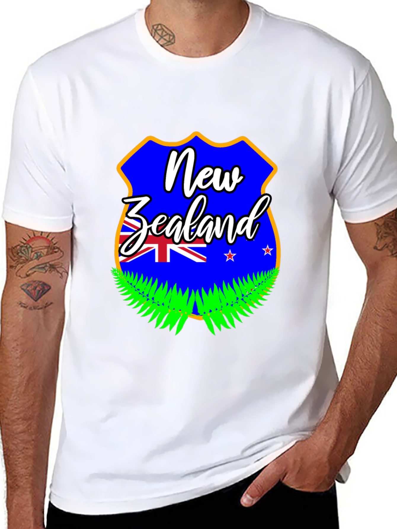 New Zealand Flag Graphic Print Black T-Shirt
