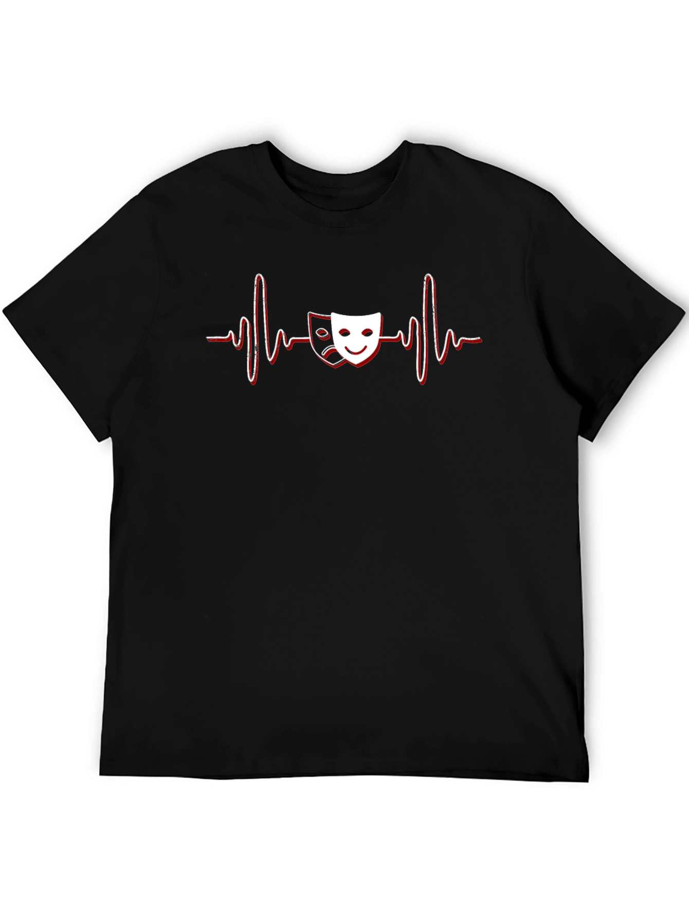 Drama Masks Heartbeat Graphic Tee - Black