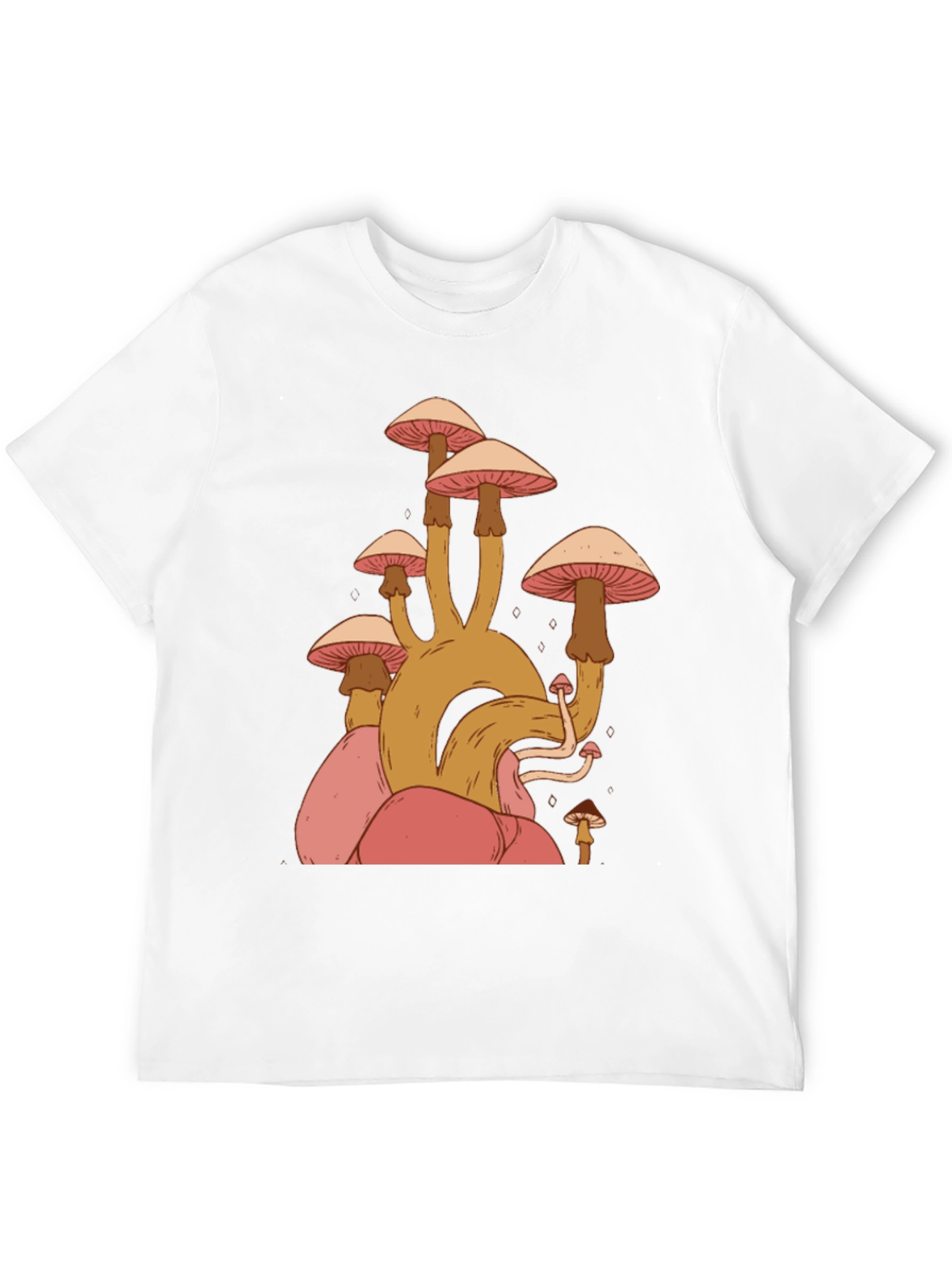 Mushroom Graphic Tee - Black Cotton Casual Shirt