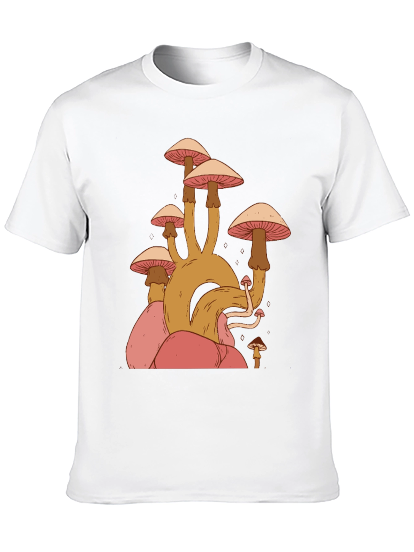 Mushroom Graphic Tee - Black Cotton Casual Shirt