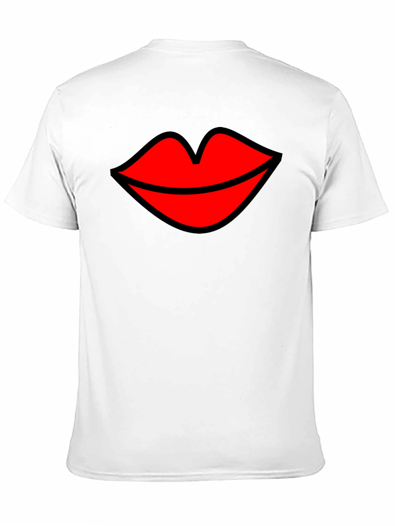Kiss Lips Graphic Tee - Black Cotton Blend T-Shirt