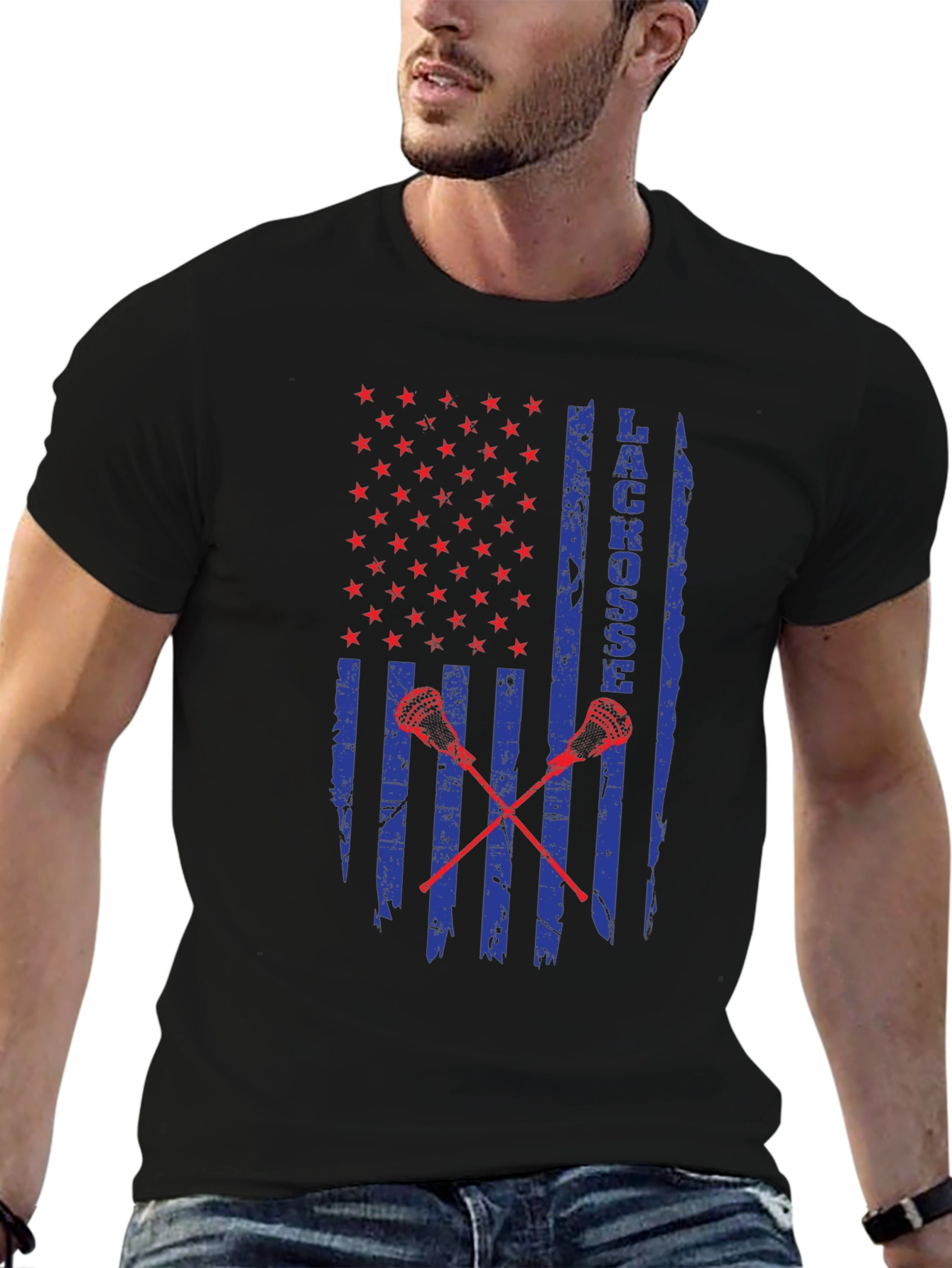 Lacrosse USA Flag Graphic T-Shirt