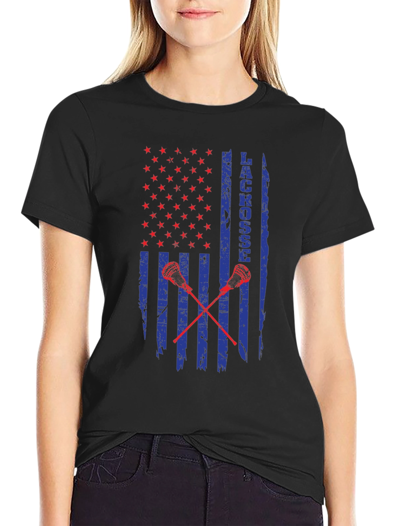 Lacrosse USA Flag Graphic T-Shirt