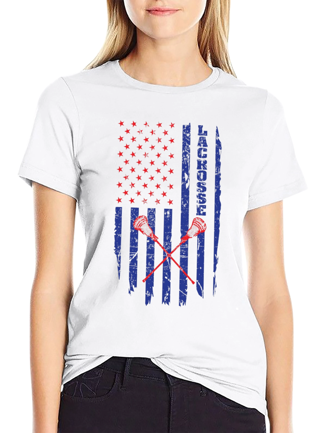 Lacrosse USA Flag Graphic T-Shirt