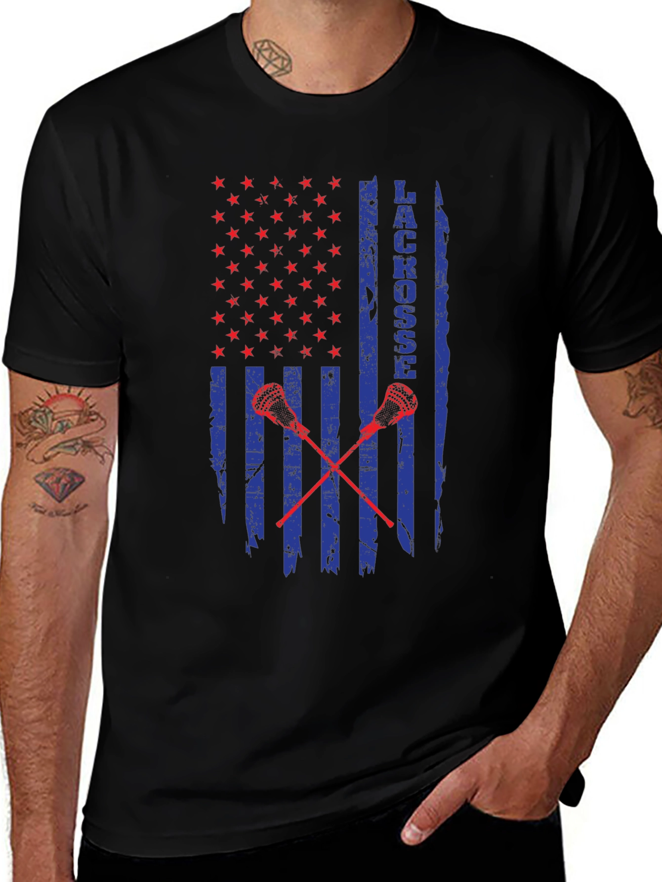 Lacrosse USA Flag Graphic T-Shirt