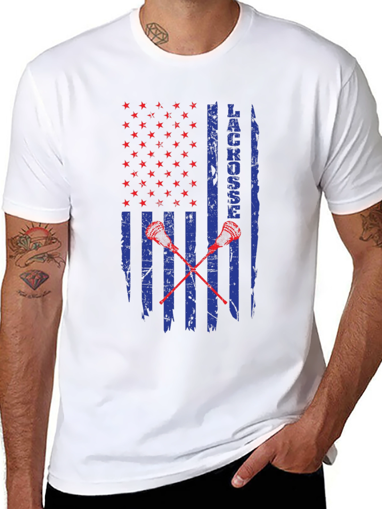 Lacrosse USA Flag Graphic T-Shirt