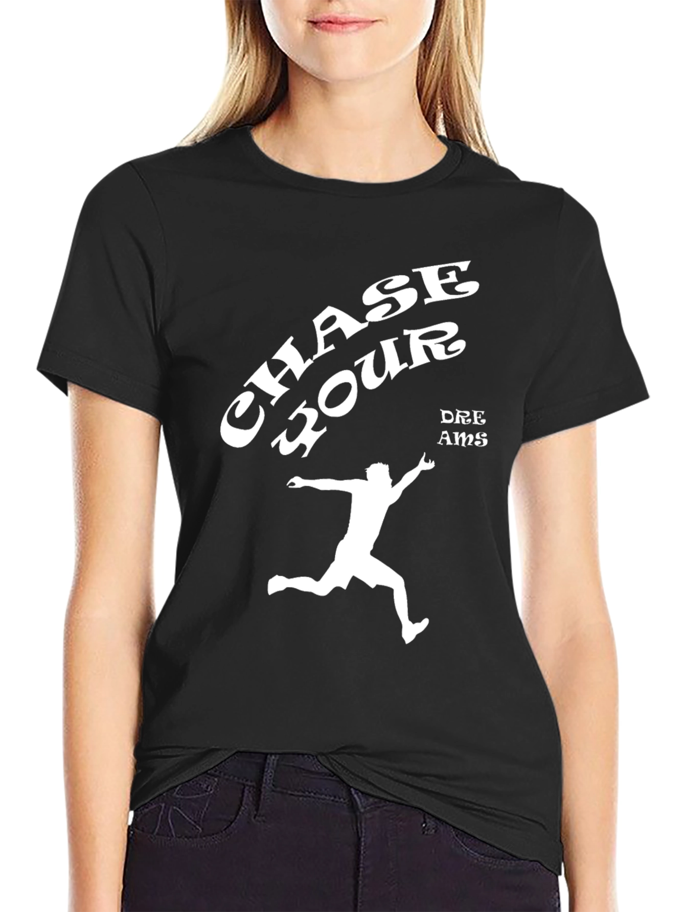 Chase Your Dreams Black Graphic T-Shirt