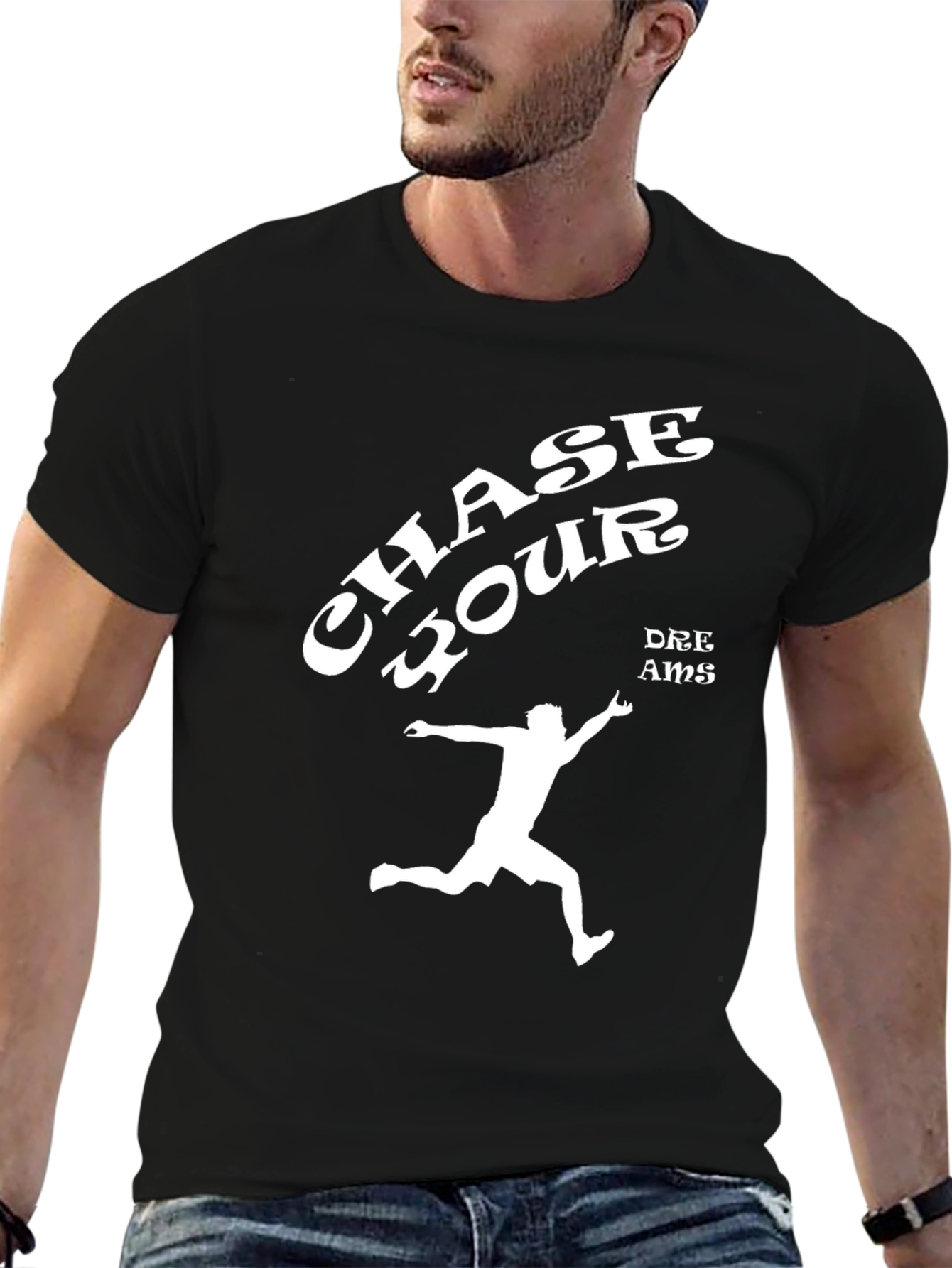 Chase Your Dreams Black Graphic T-Shirt