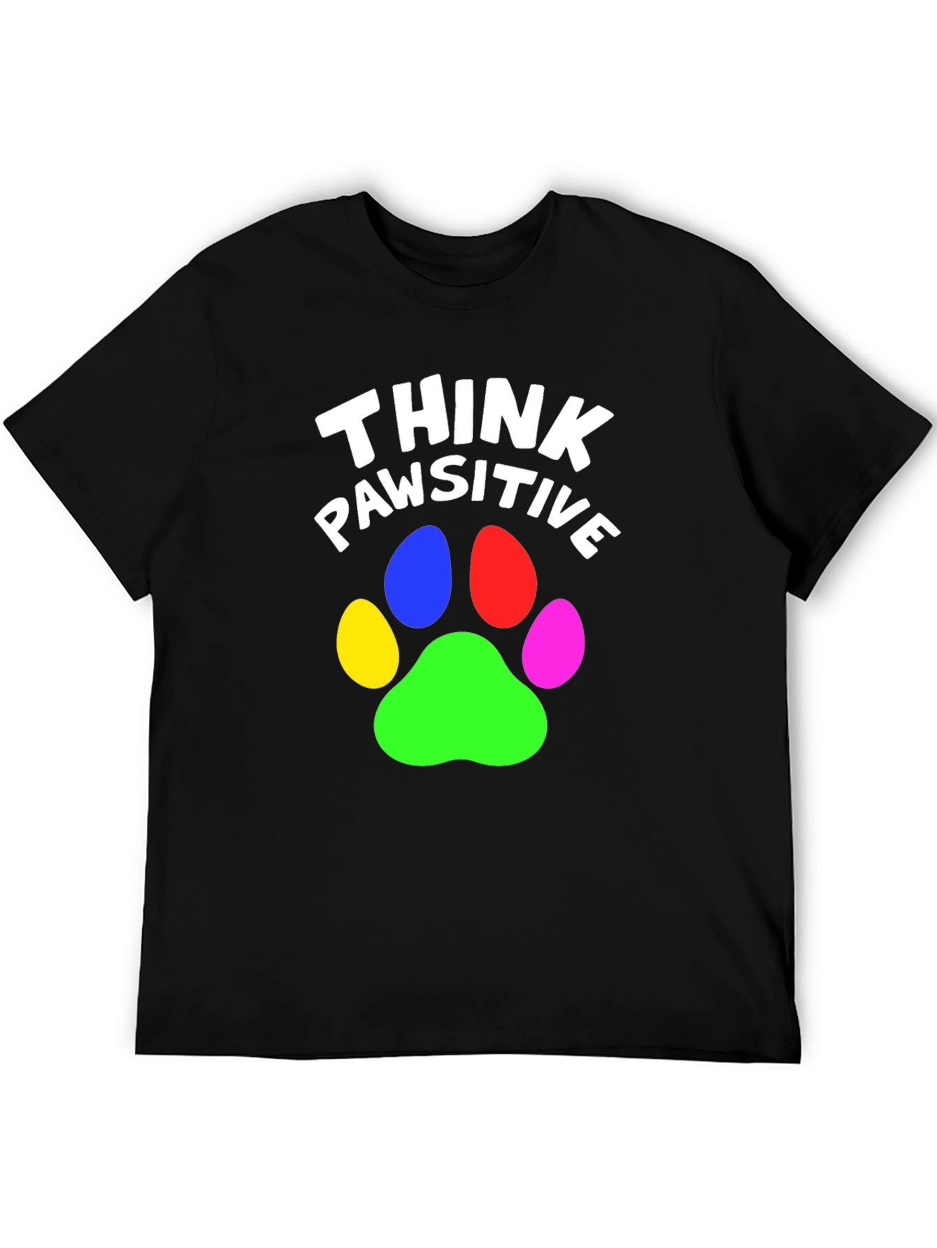 Think Pawsitive Graphic Tee - Black Cotton T-Shirt