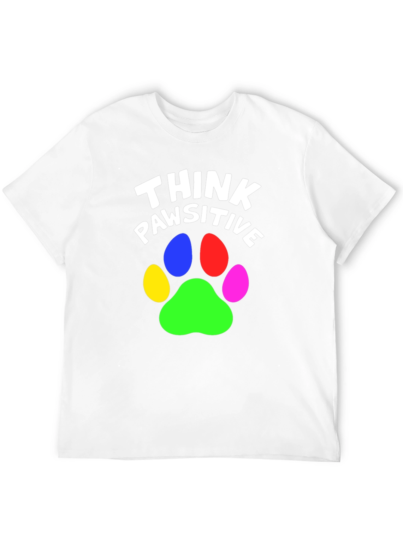 Think Pawsitive Graphic Tee - Black Cotton T-Shirt