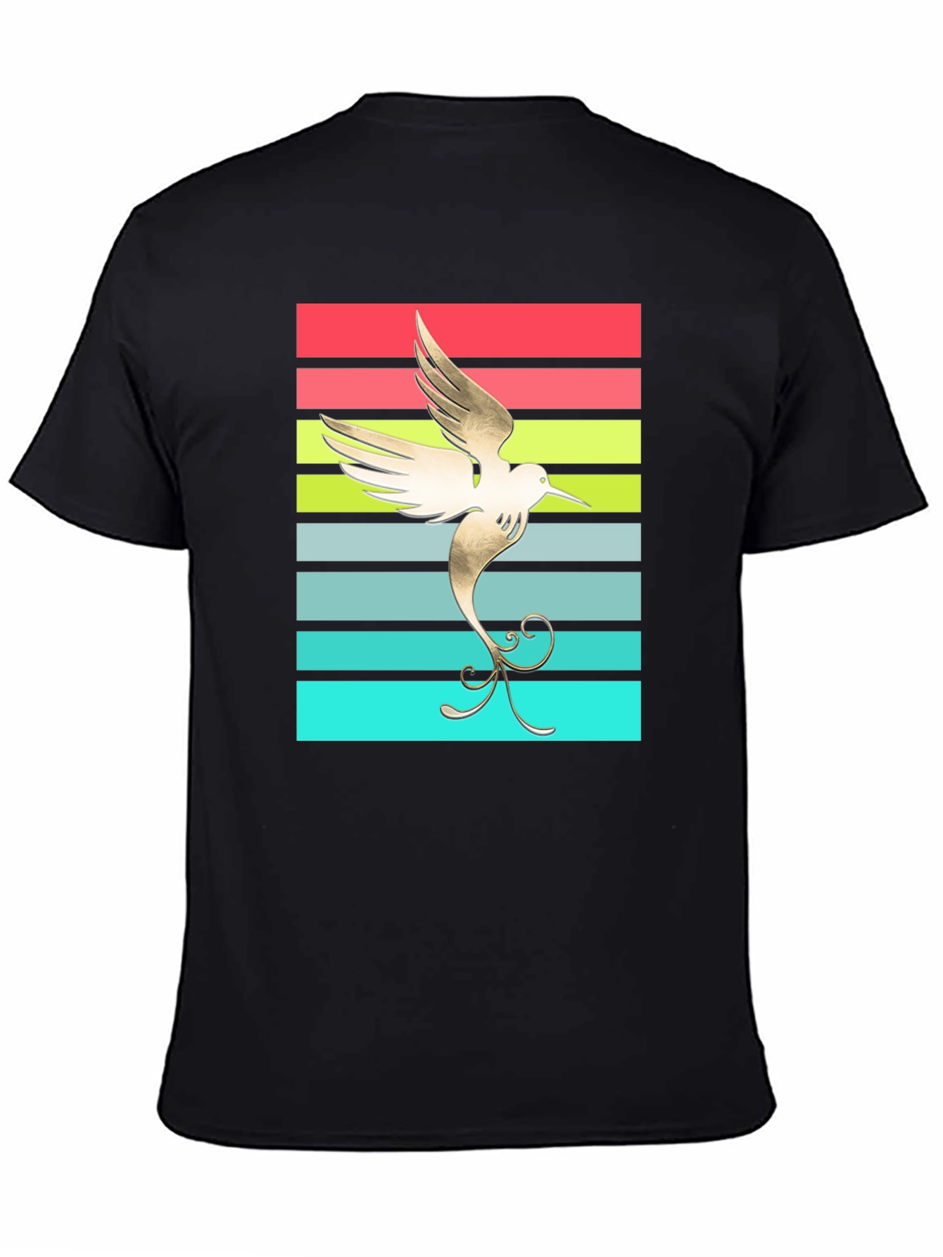 Hummingbird Retro Striped Graphic Tee
