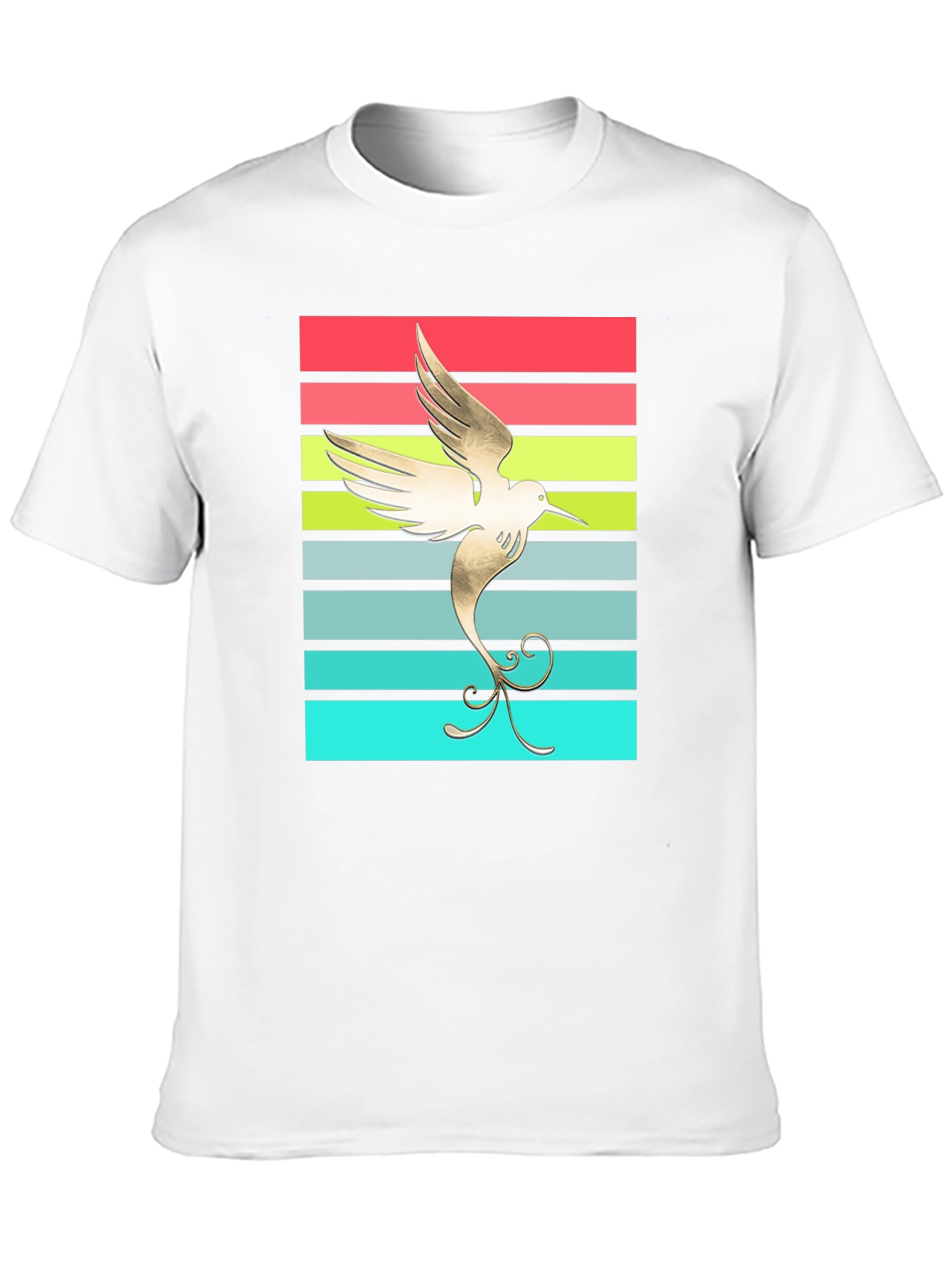 Hummingbird Retro Striped Graphic Tee