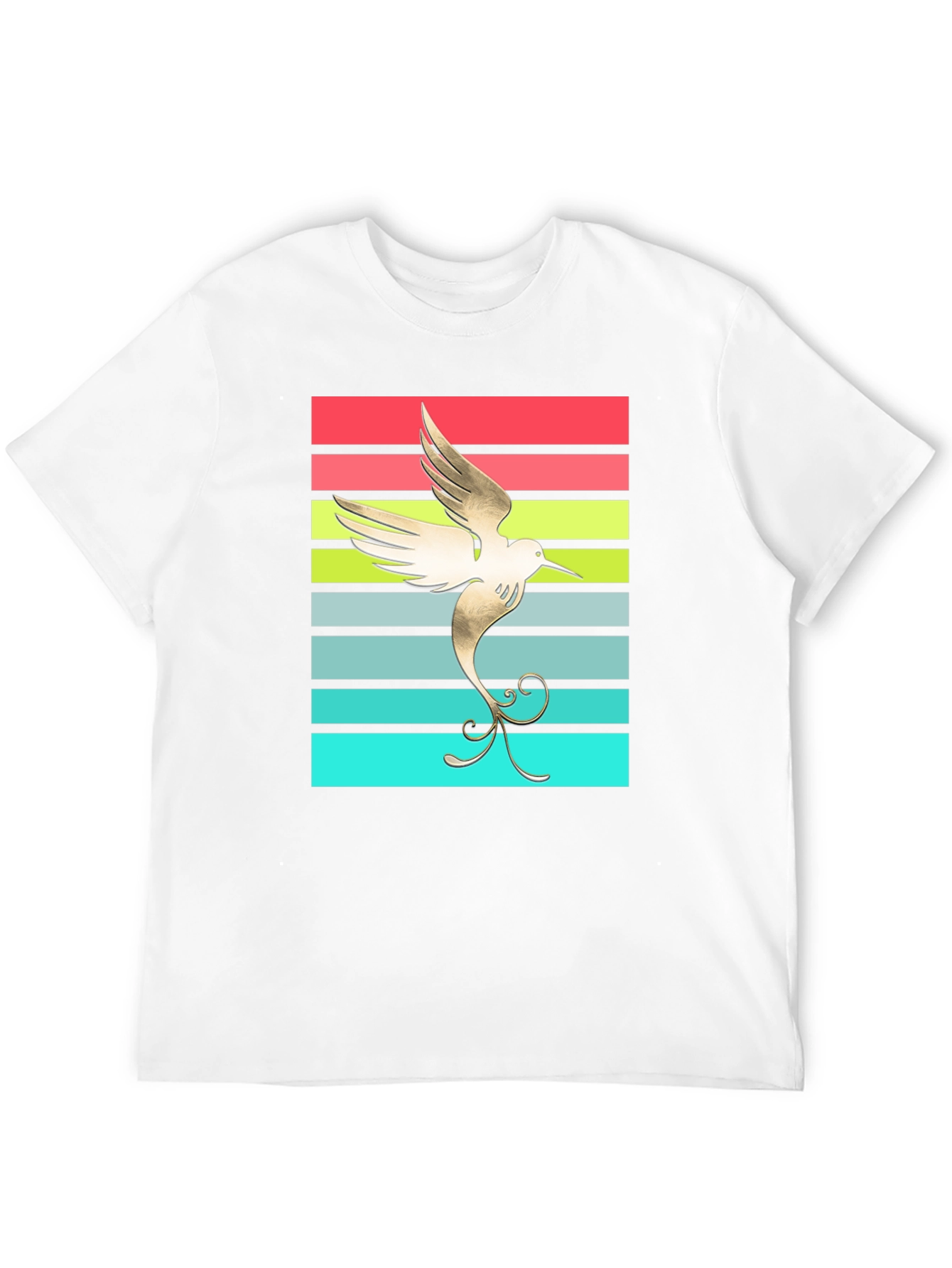 Hummingbird Retro Striped Graphic Tee