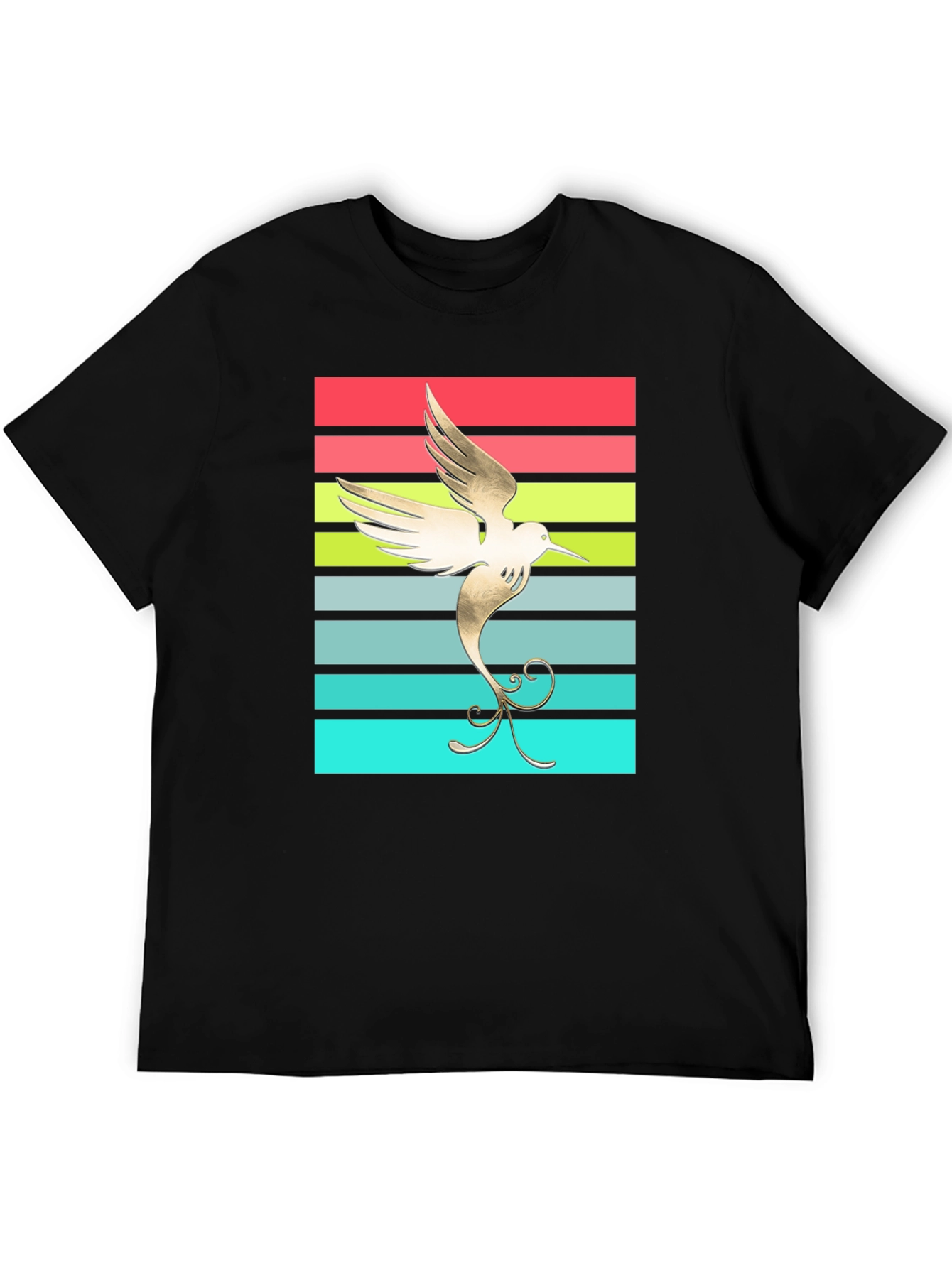Hummingbird Retro Striped Graphic Tee
