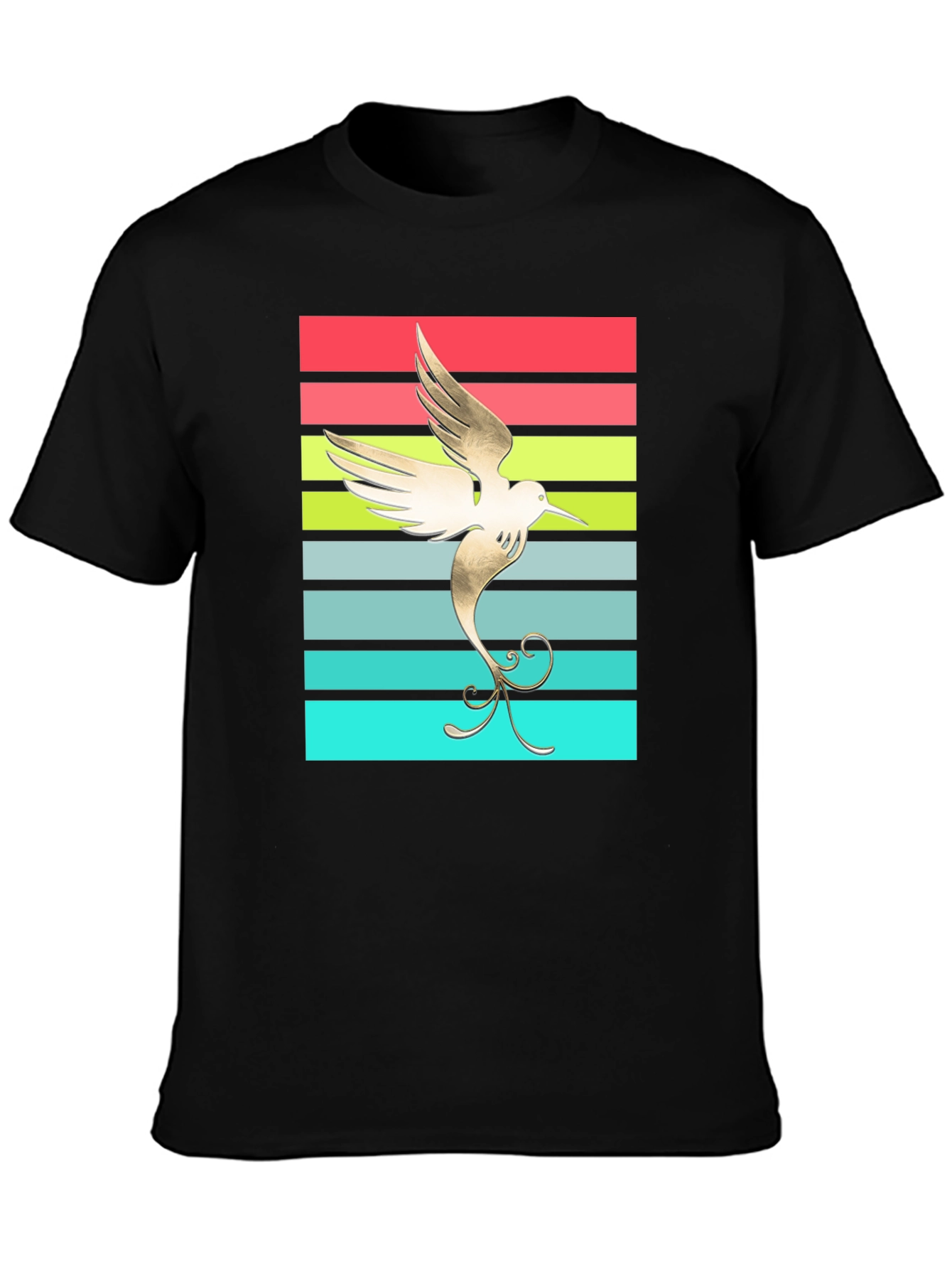 Hummingbird Retro Striped Graphic Tee