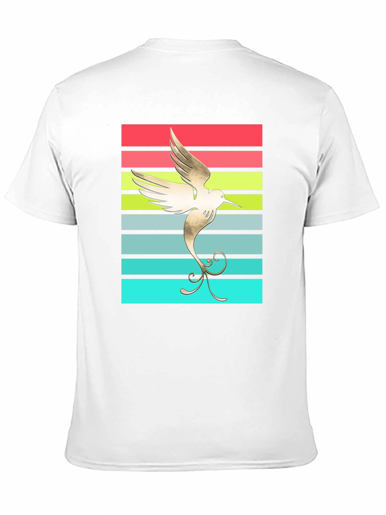 Hummingbird Retro Striped Graphic Tee