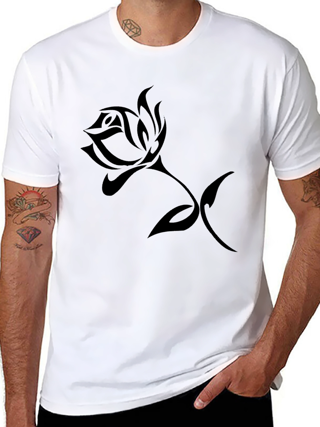 Black Rose Graphic T-Shirt Casual Style