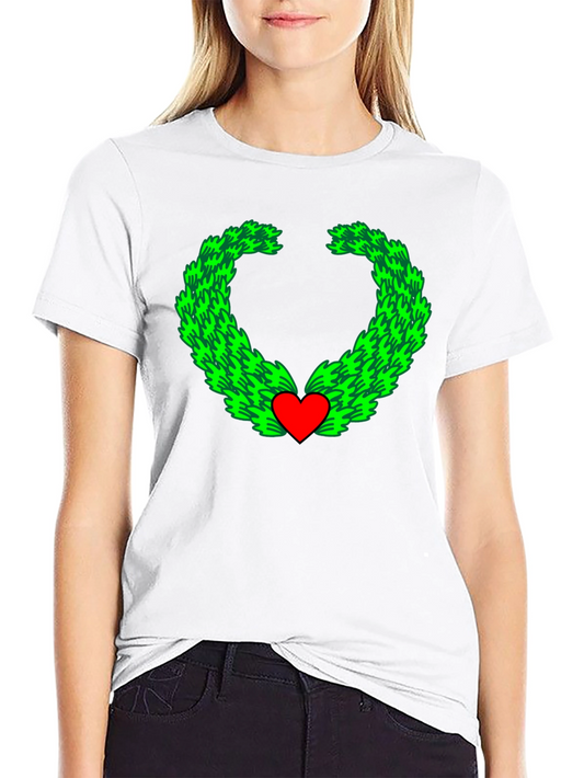 Heart Wreath Graphic Tee - Soft Cotton Black T-Shirt