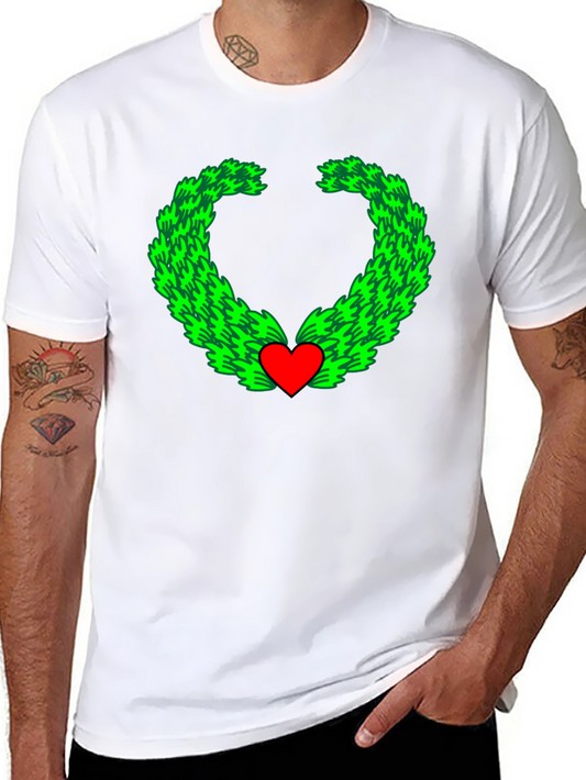 Heart Wreath Graphic Tee - Soft Cotton Black T-Shirt