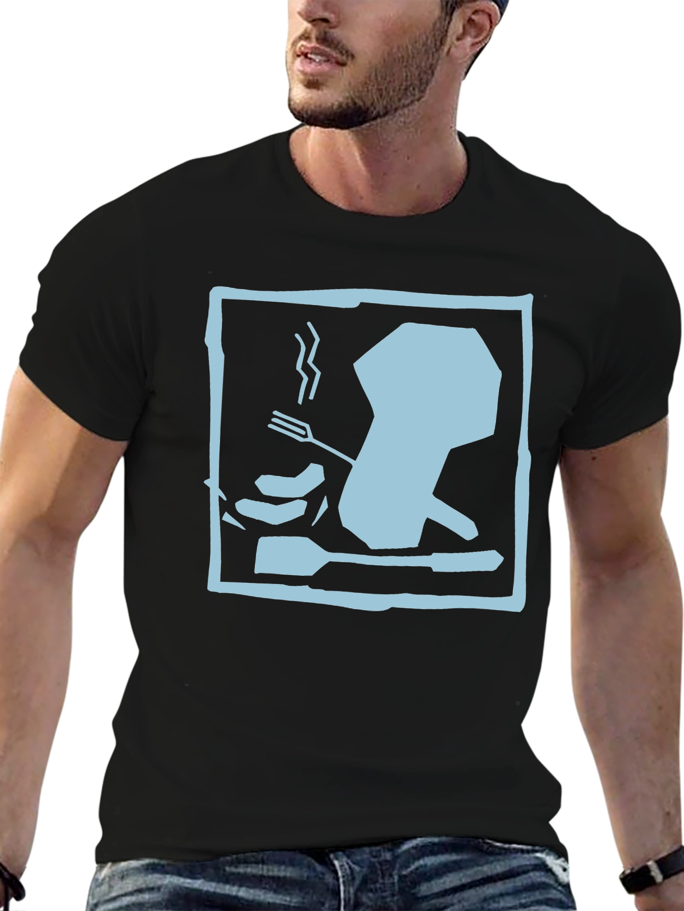 Chef Hat Silhouette Graphic T-Shirt - Black