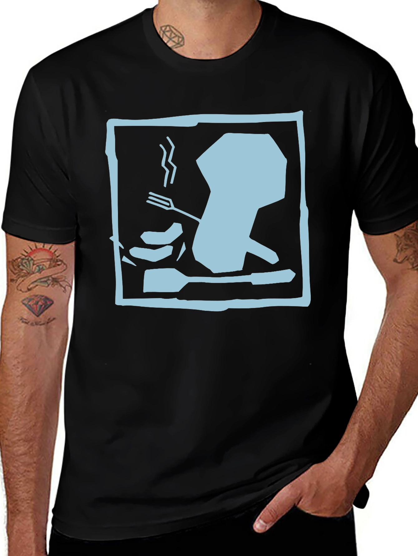 Chef Hat Silhouette Graphic T-Shirt - Black